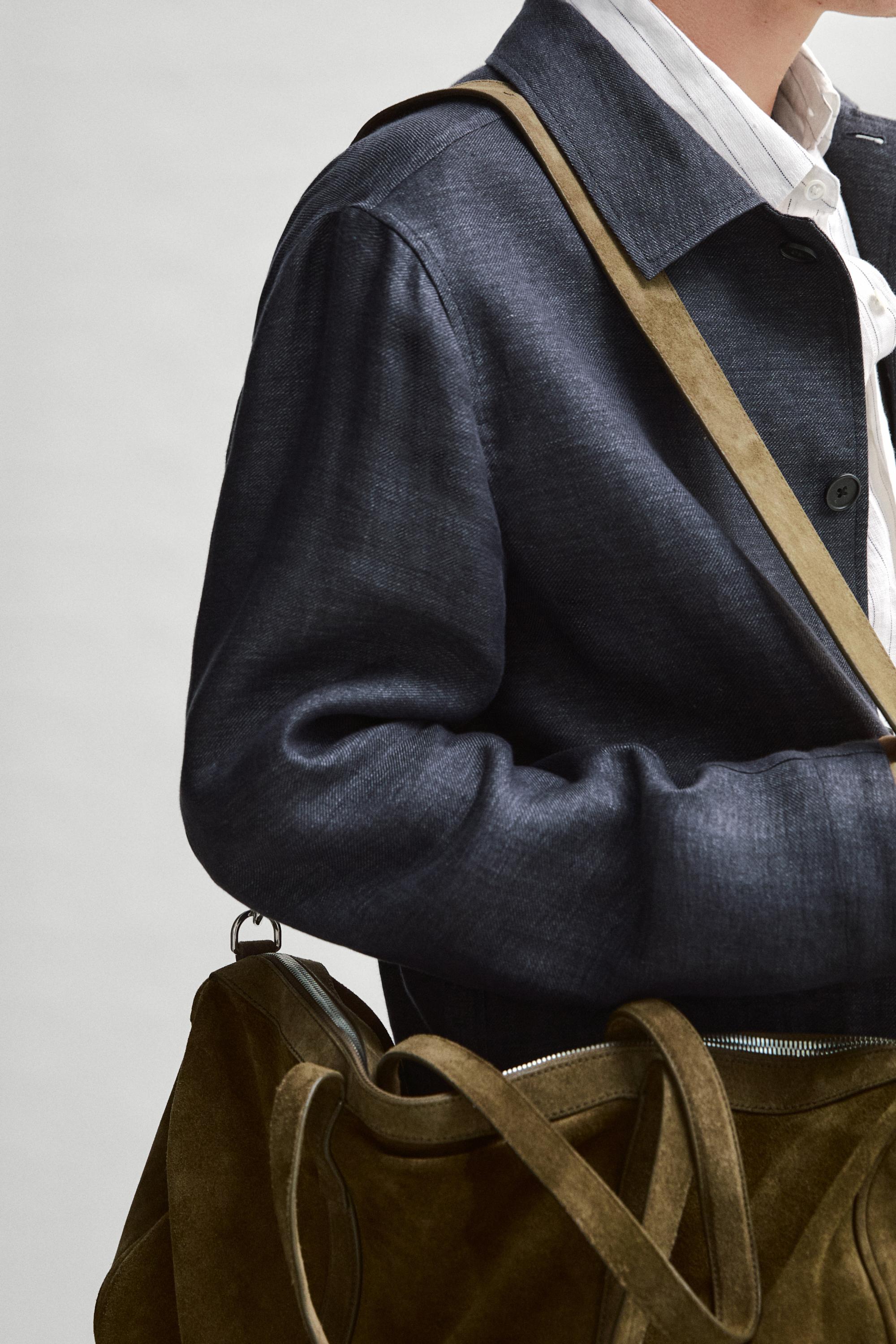 100% linen total look melange overshirt — INK BLUE