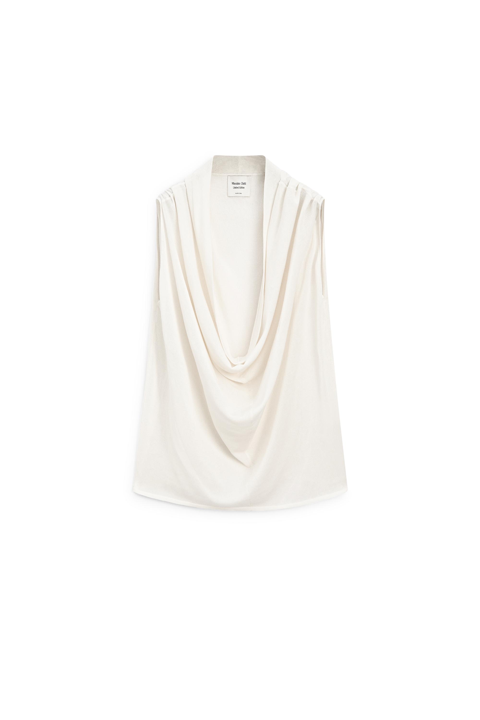 Silk blend top with cowl neckline - LIMITED EDITION — WHITE