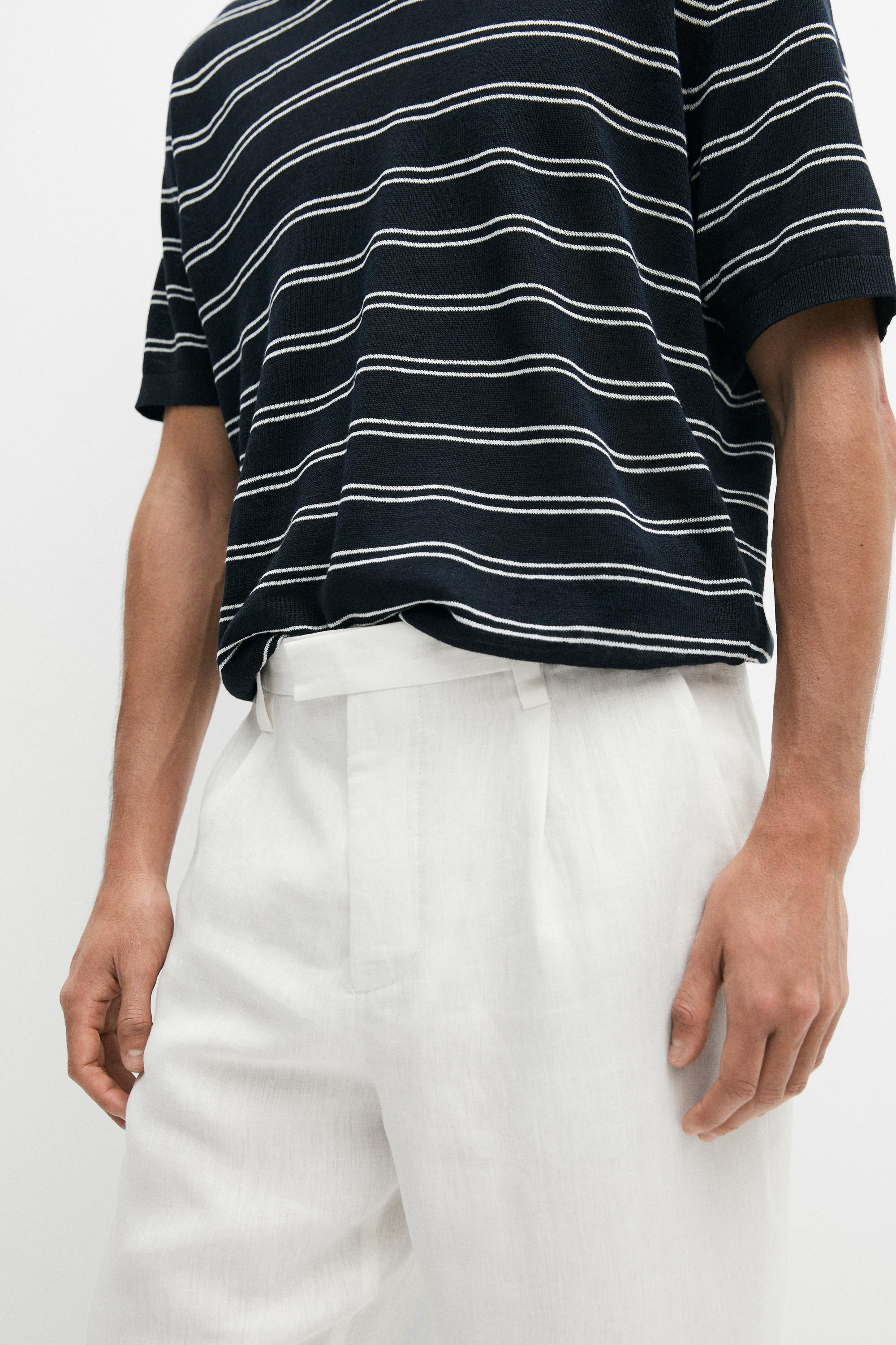 Darted 100% linen trousers — Off white