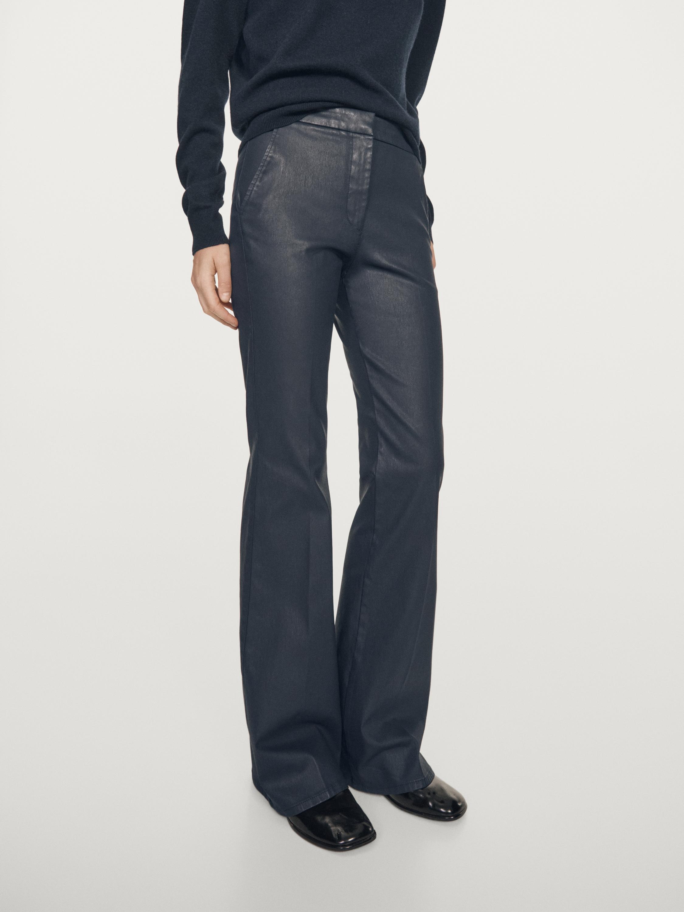 Waxed flare fit trousers — NAVY BLUE