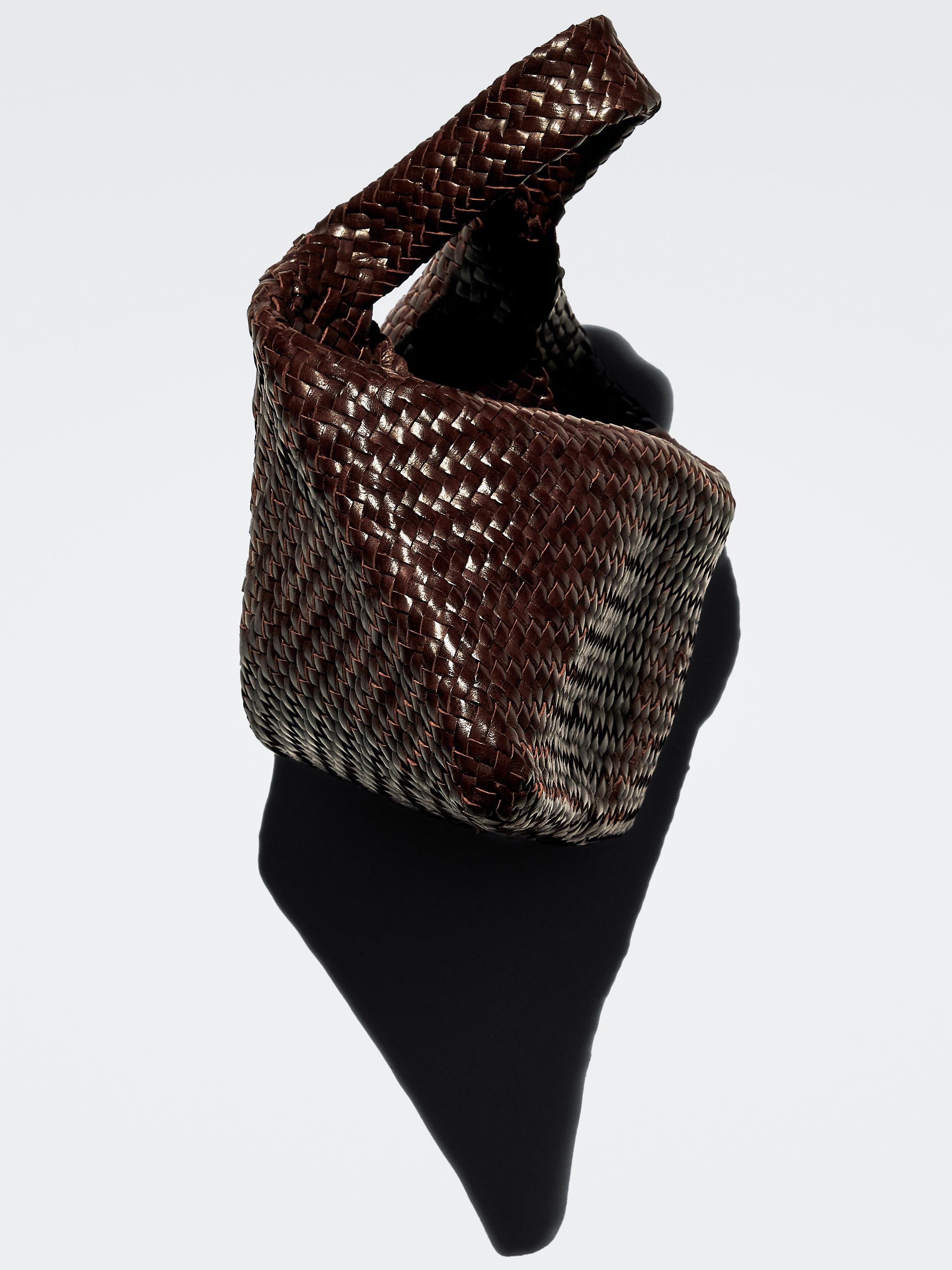 Braided nappa leather shopper bag