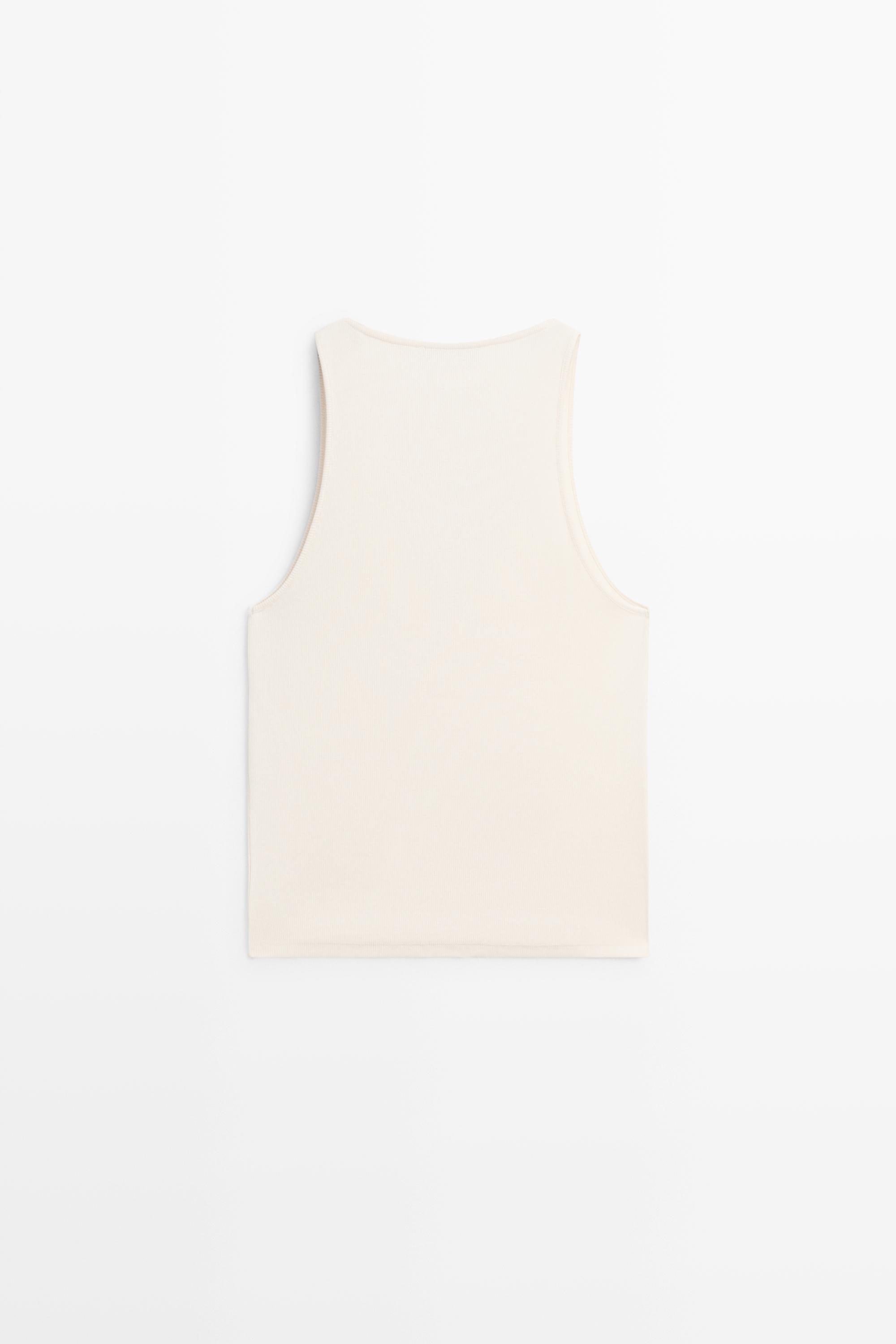 V-neck top with lace detail — CREAM