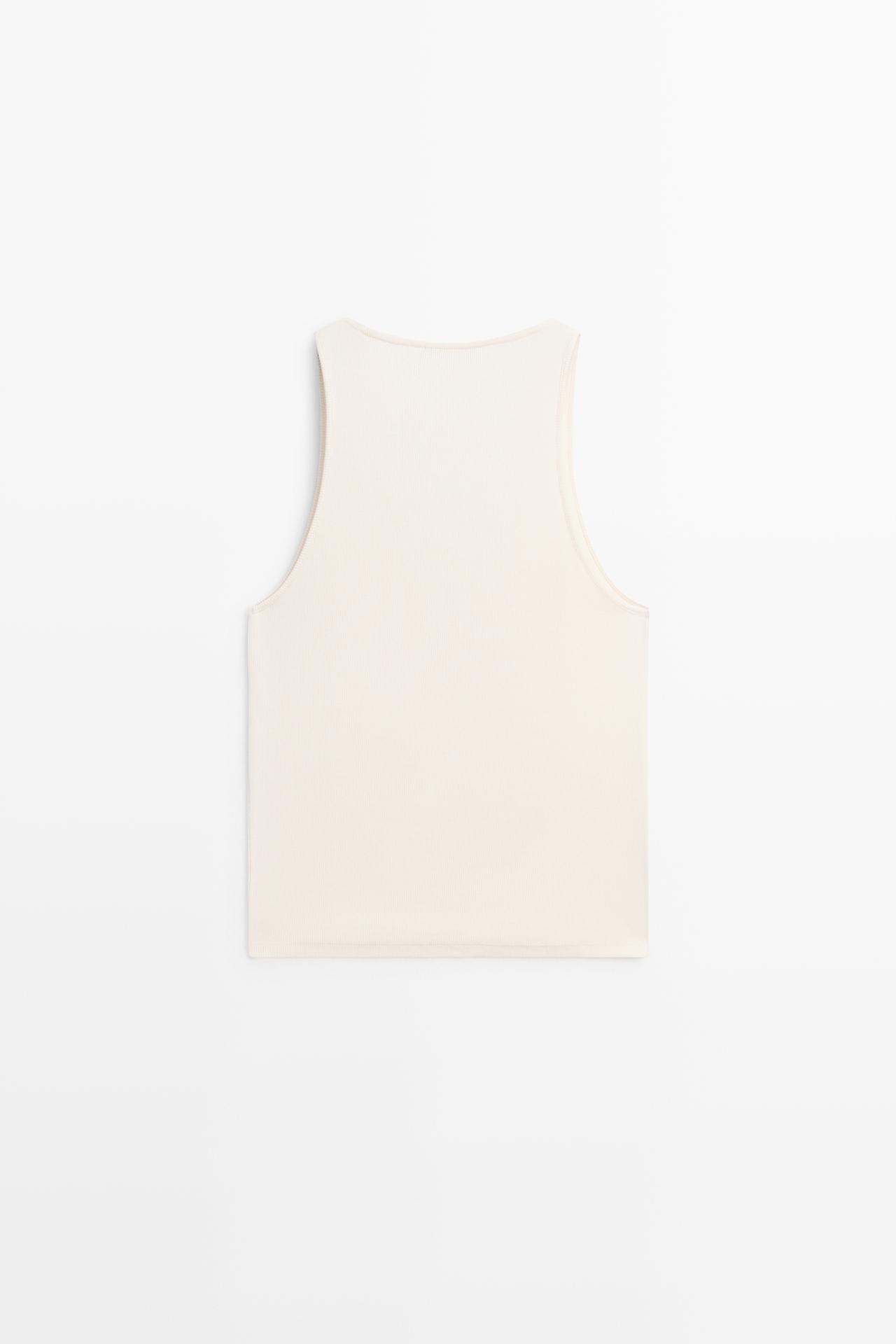 V-neck top with lace detail — CREAM