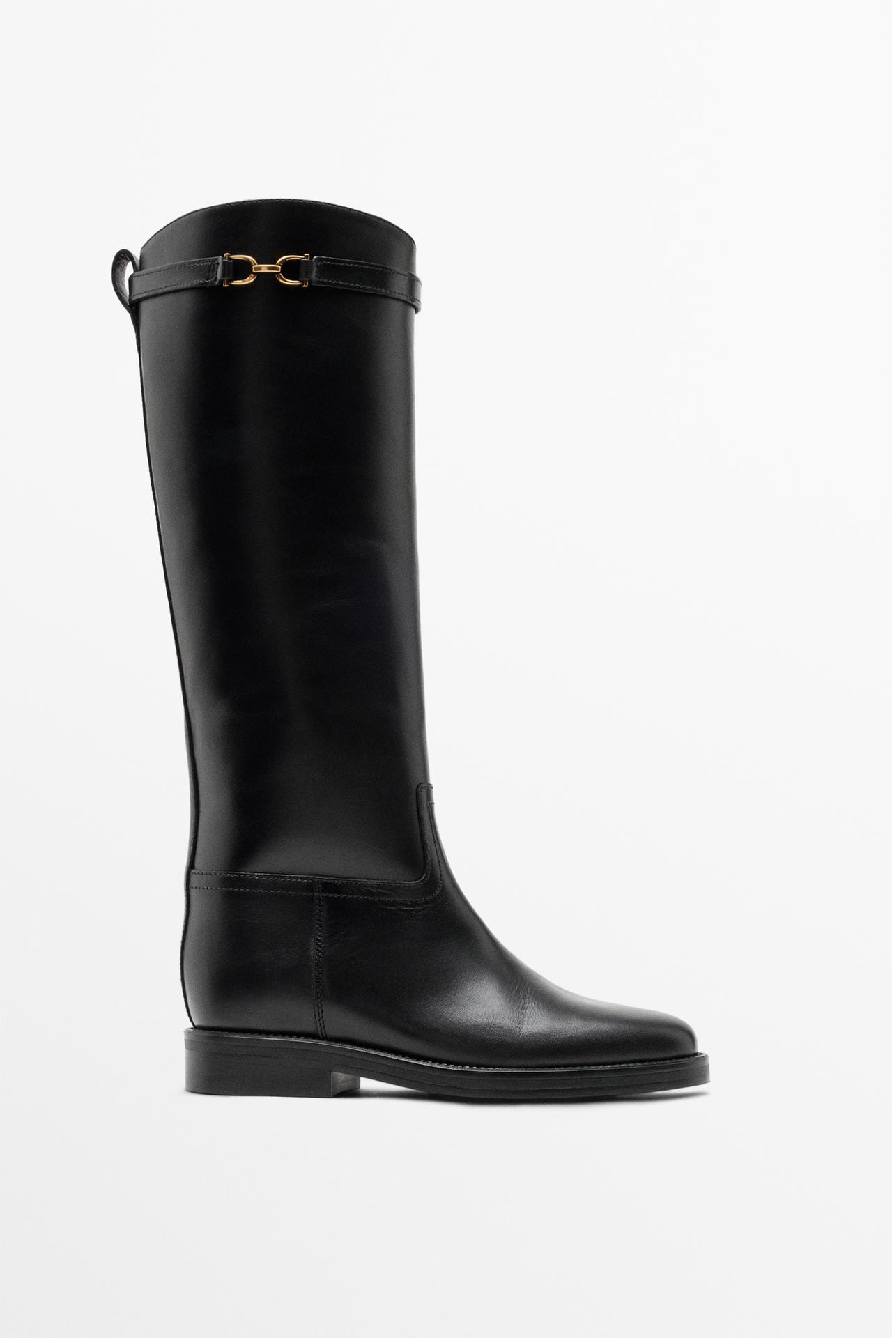 Stivali Cavallerizza In Pelle - Nero - 38 - Massimo Dutti - Femminile
