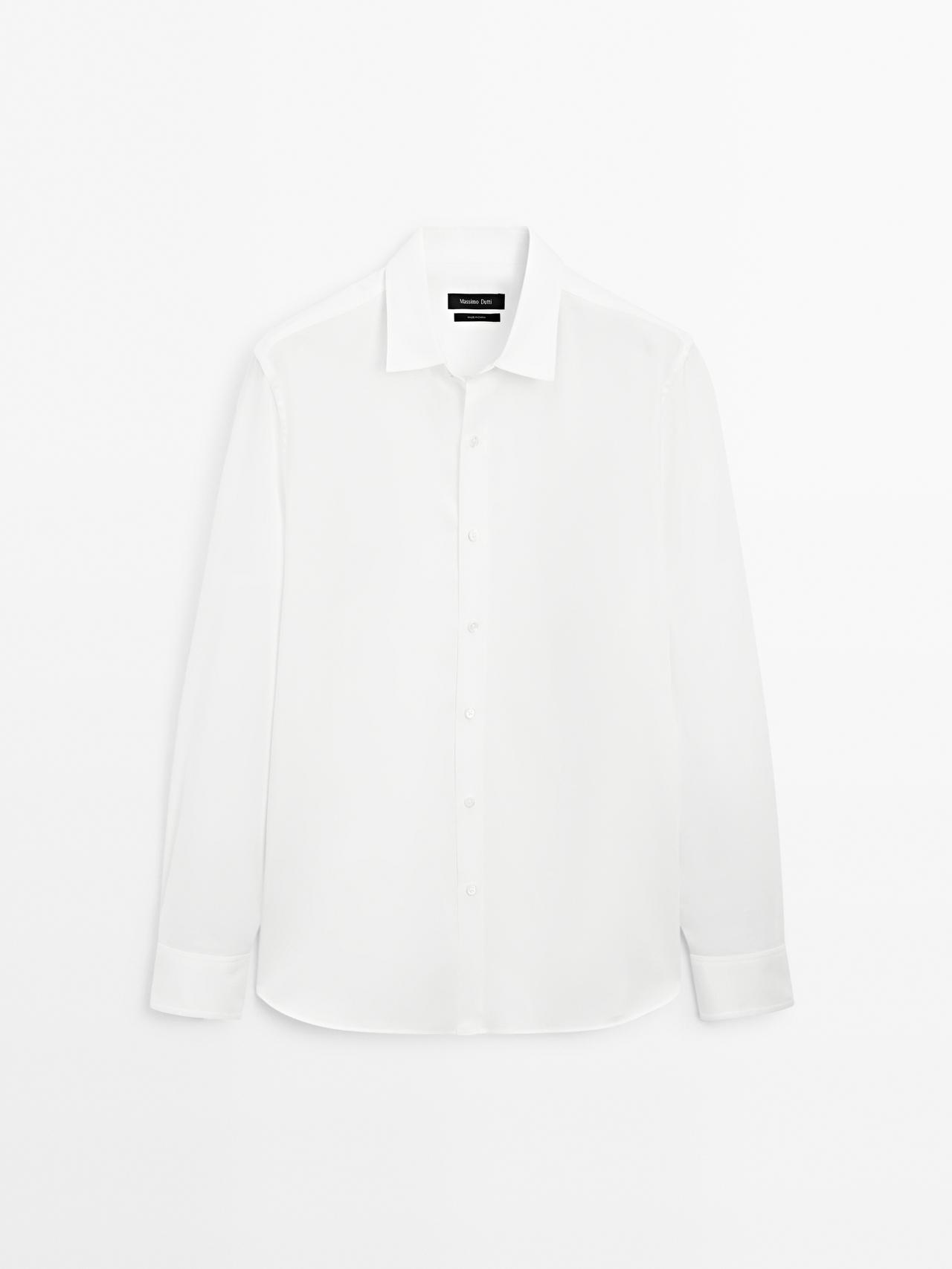 Massimo Dutti - Heren - Regular Fit Overhemd Met Structuur - Wit - Xl