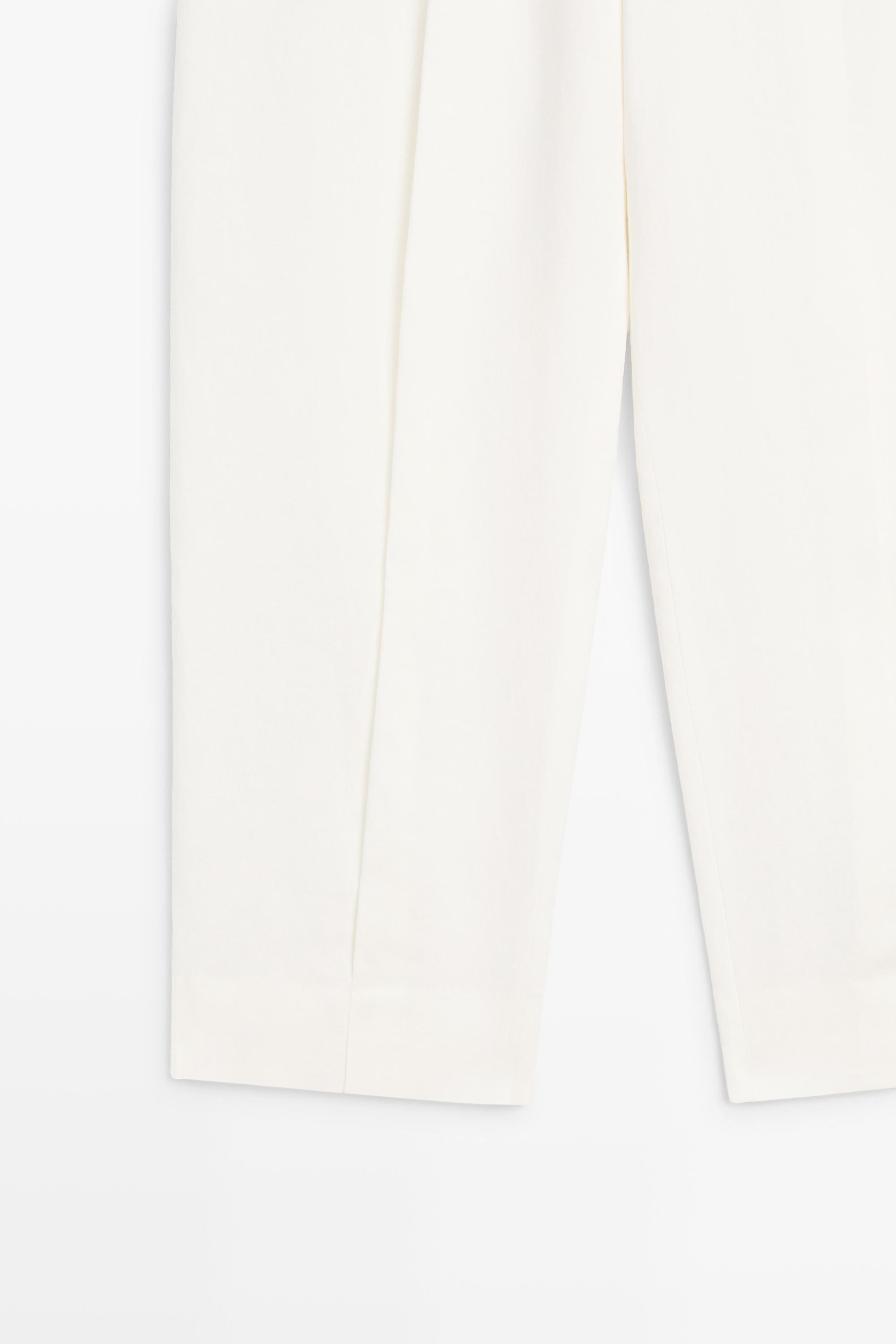 Linen trousers with darts — Off white