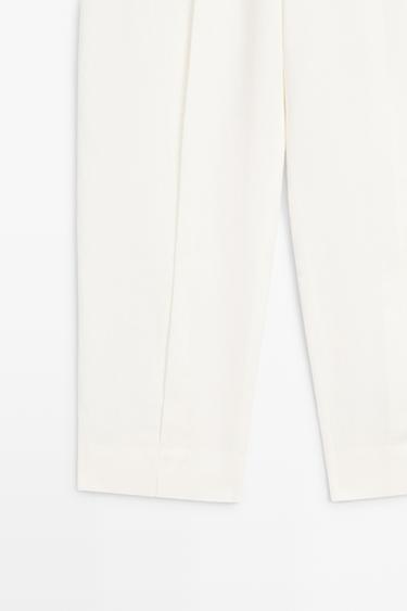 Linen trousers with darts — Off white 7
