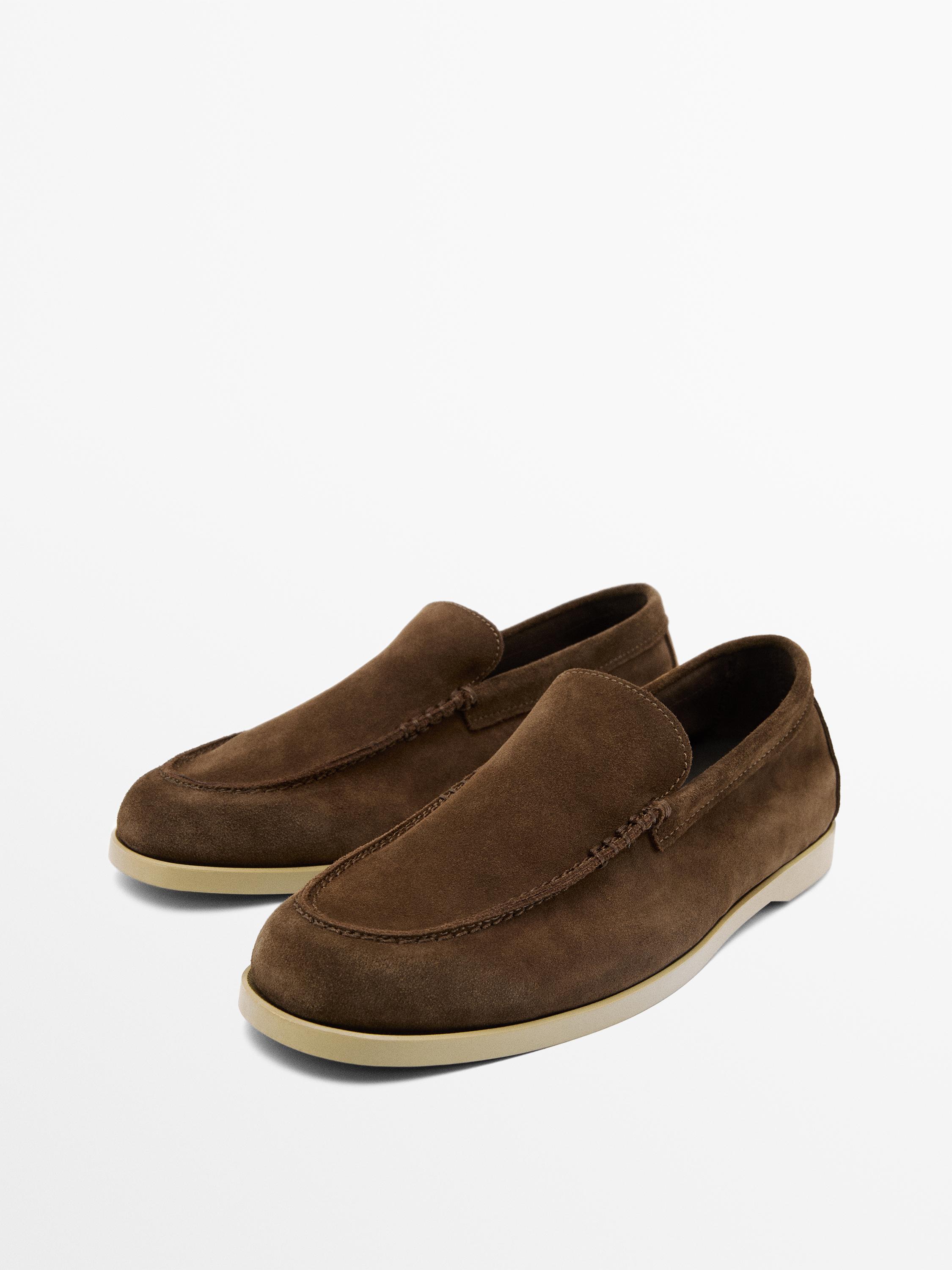 Soft split leather loafers