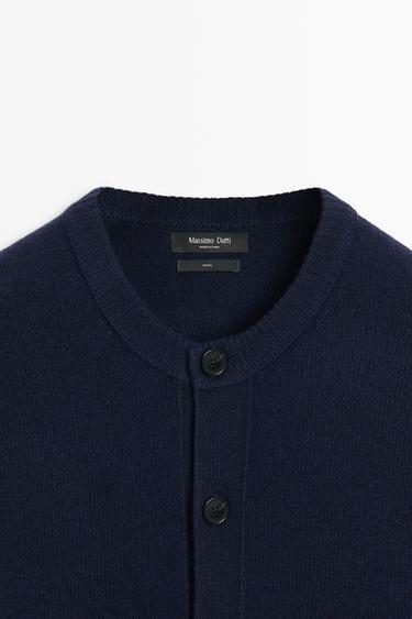 100% wool knit cardigan with pockets — Dark Blue 9
