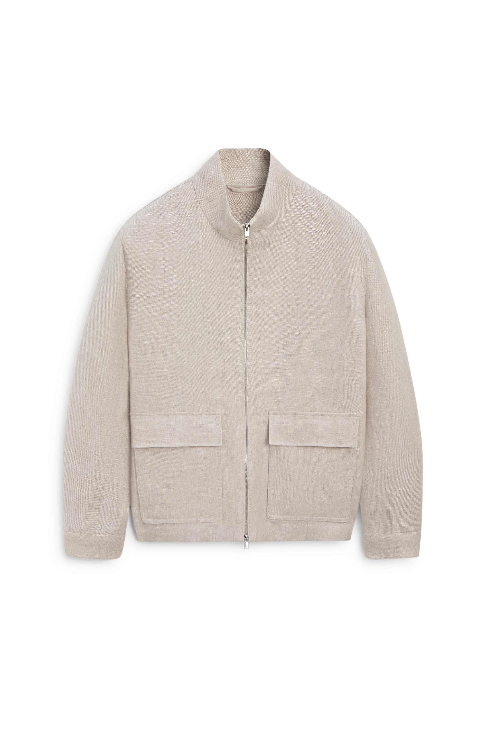 100% linen total look jacket with pockets — CREAM