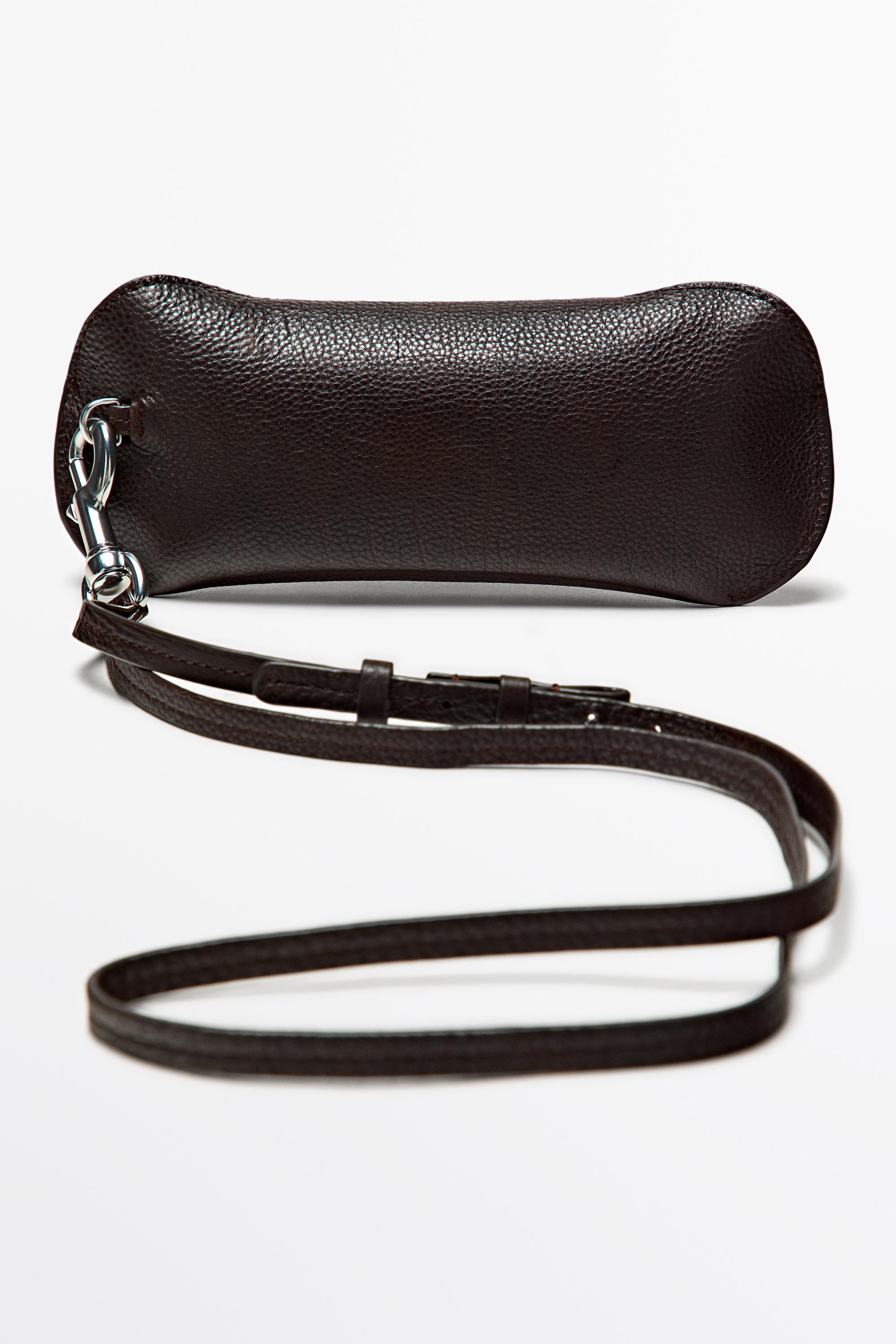 Nappa leather sunglasses case — BROWN
