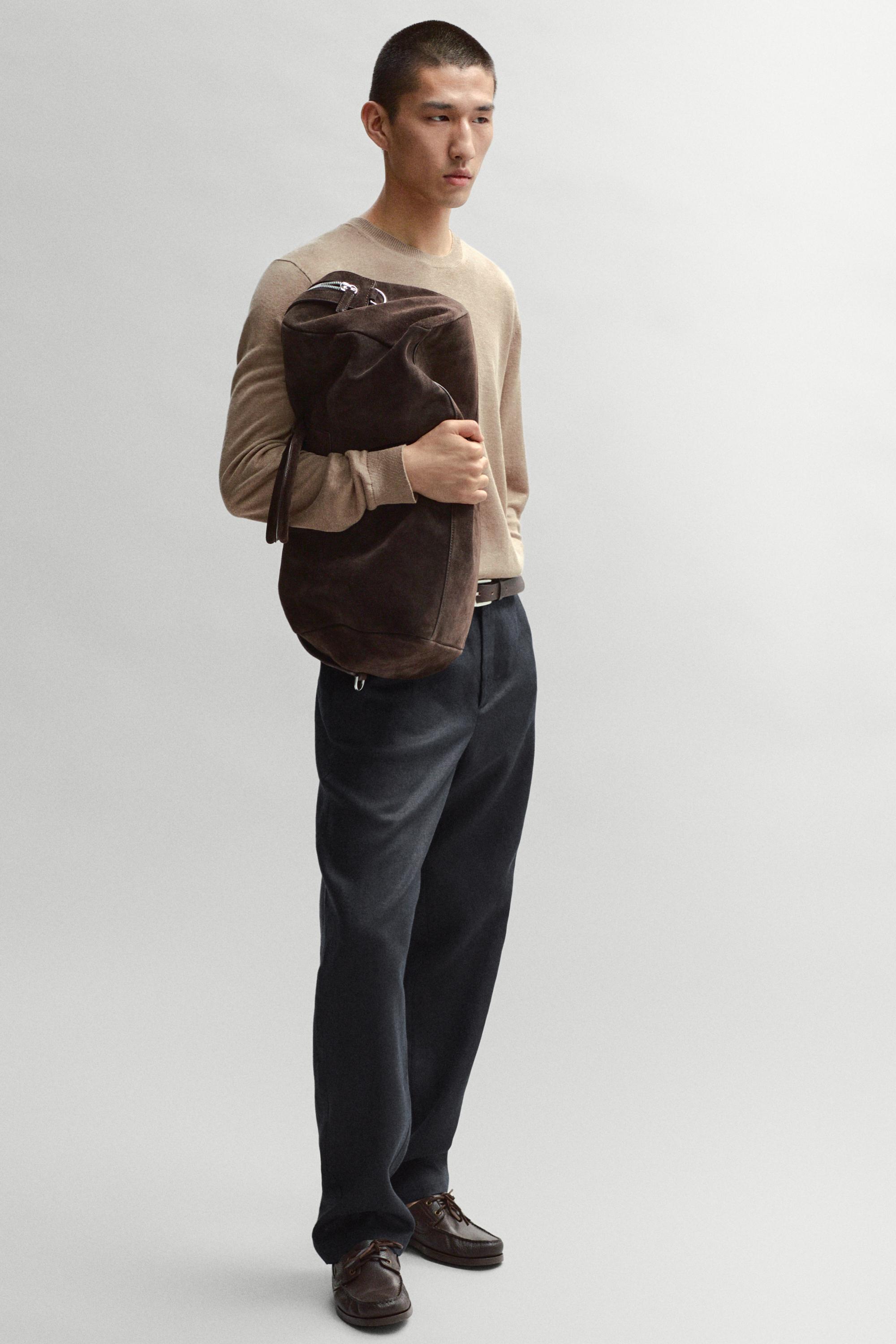 Tapered fit linen pants — NAVY BLUE