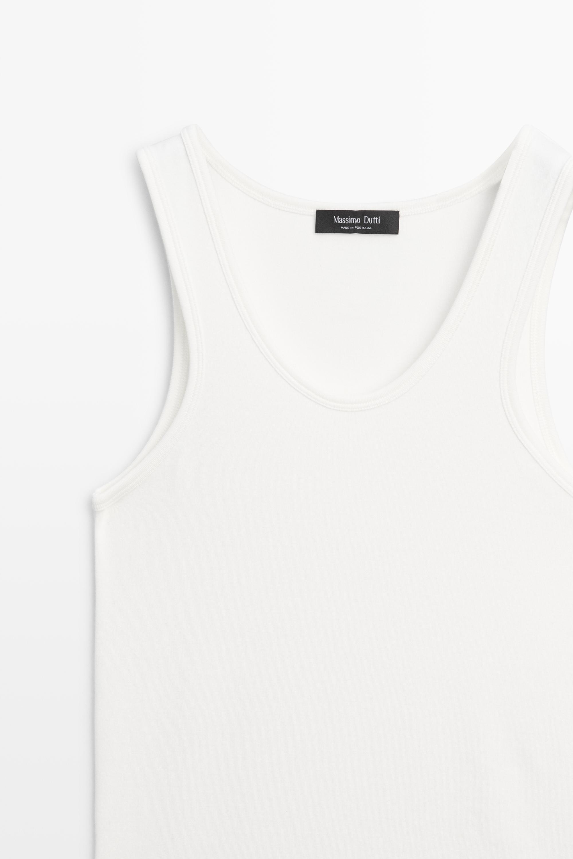 Cotton blend crew neck T-shirt — WHITE