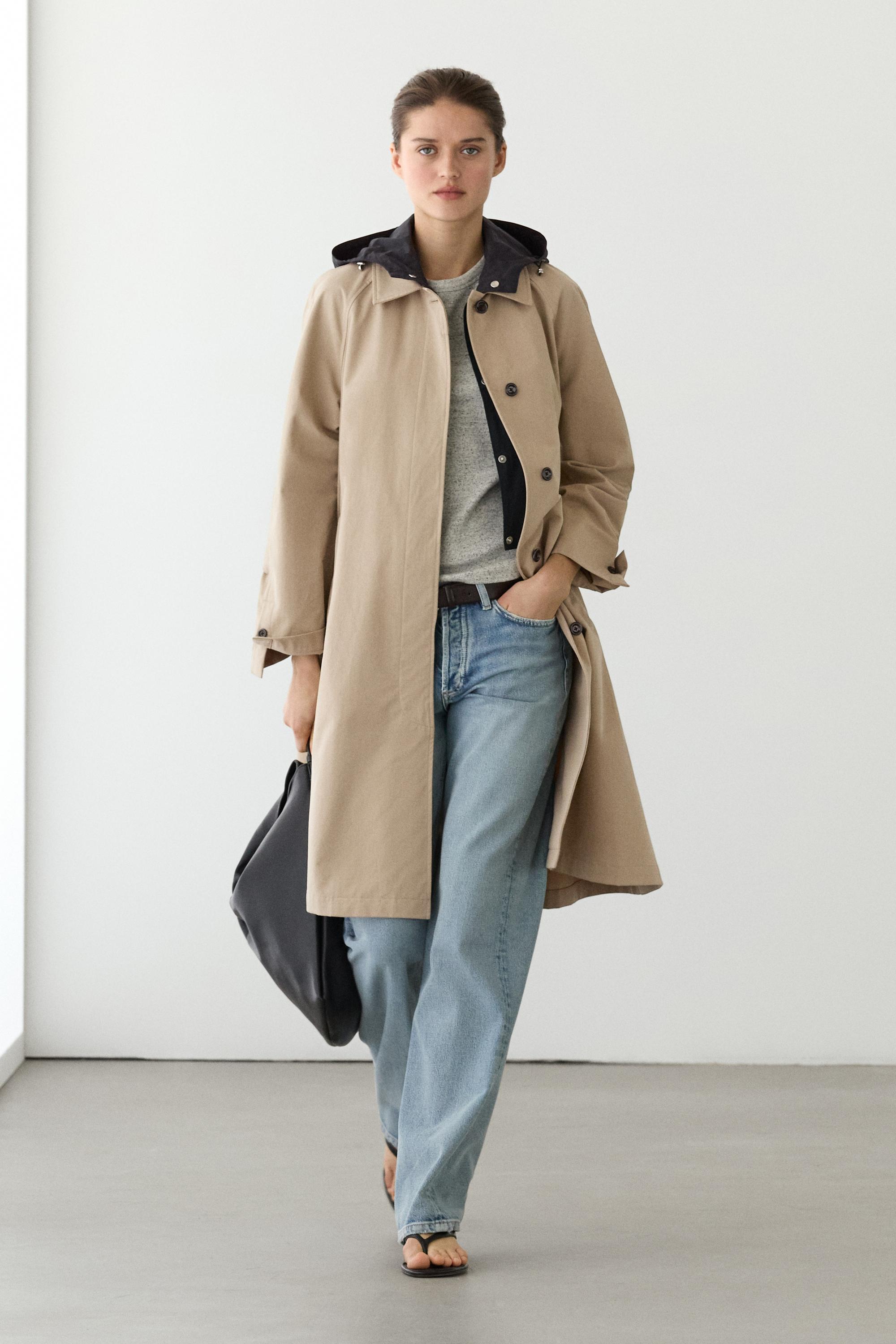 Trencha capa capucha extraíble