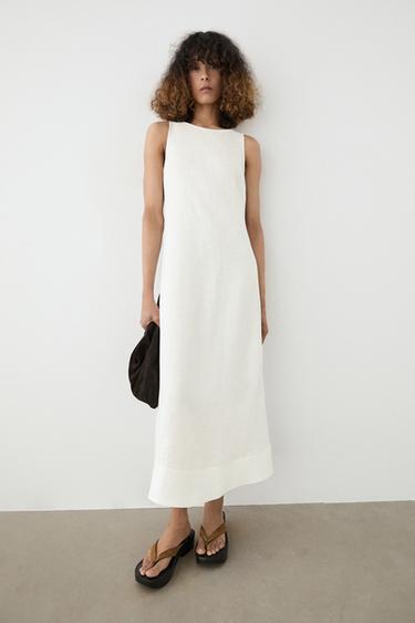 100% linen halter dress — WHITE 5