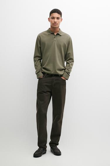100% cotton micro-textured knit polo shirt — GREEN 1