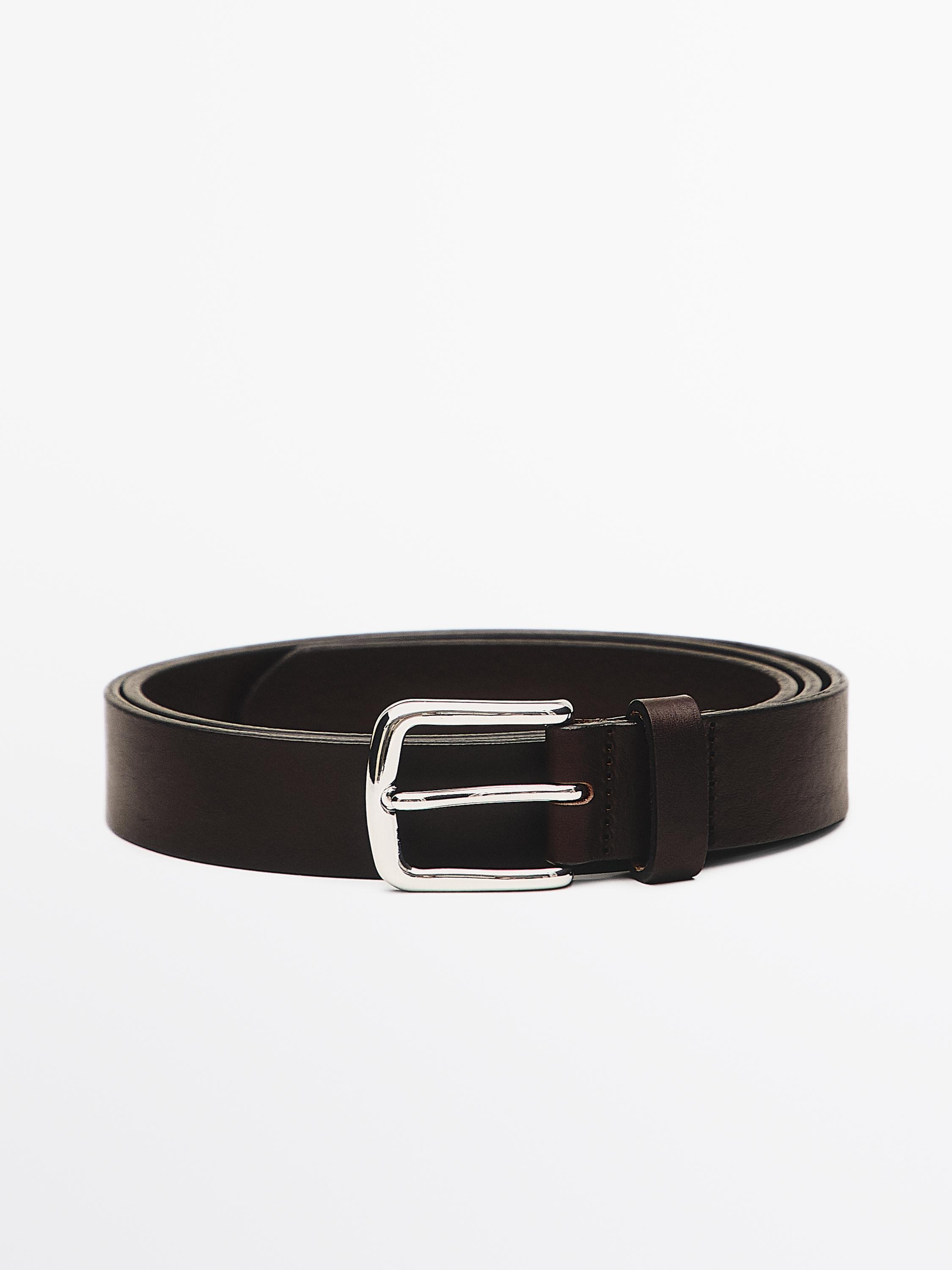 Nappa leather belt with nickel buckle