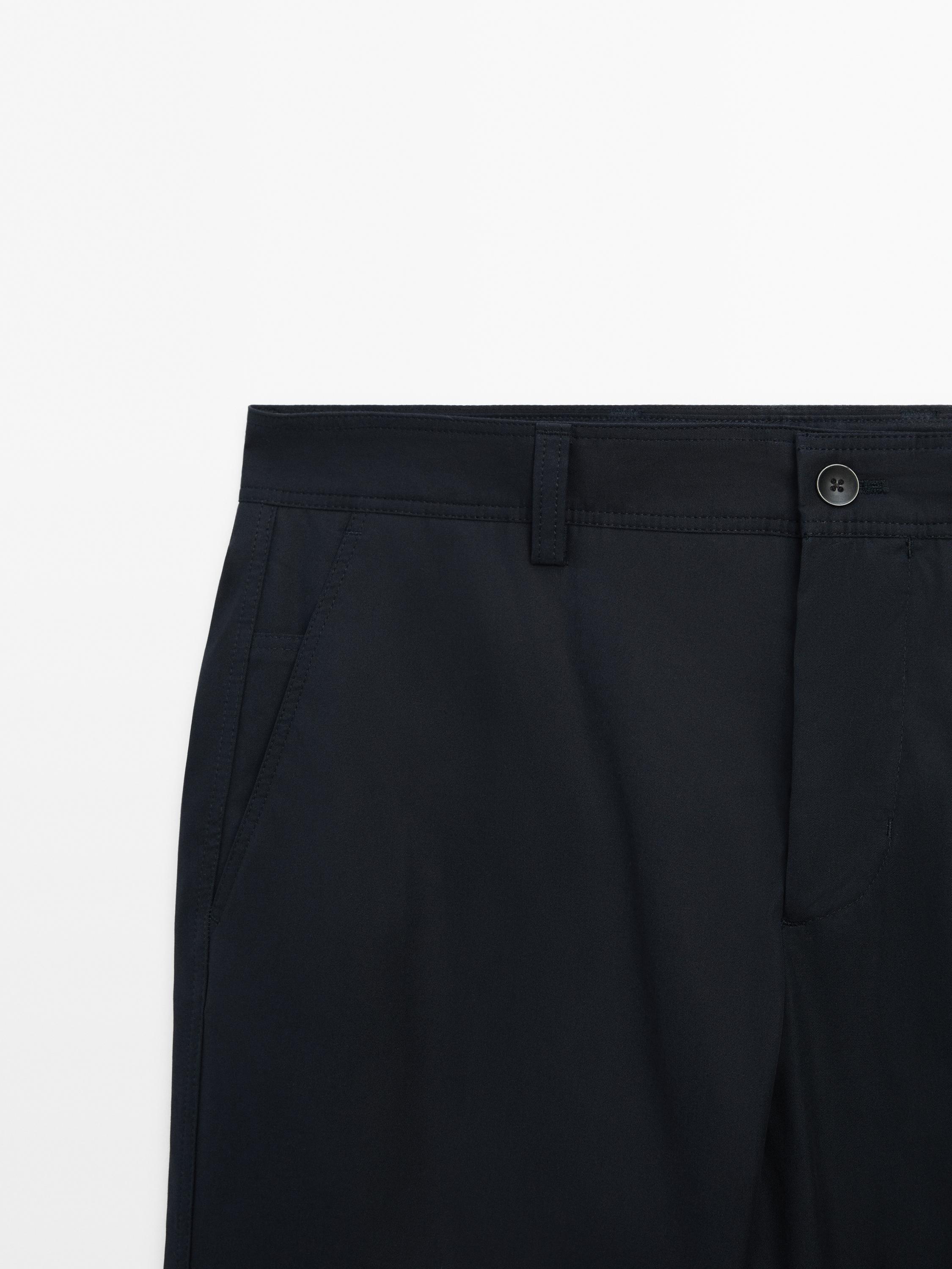 100% cotton tapered fit trousers