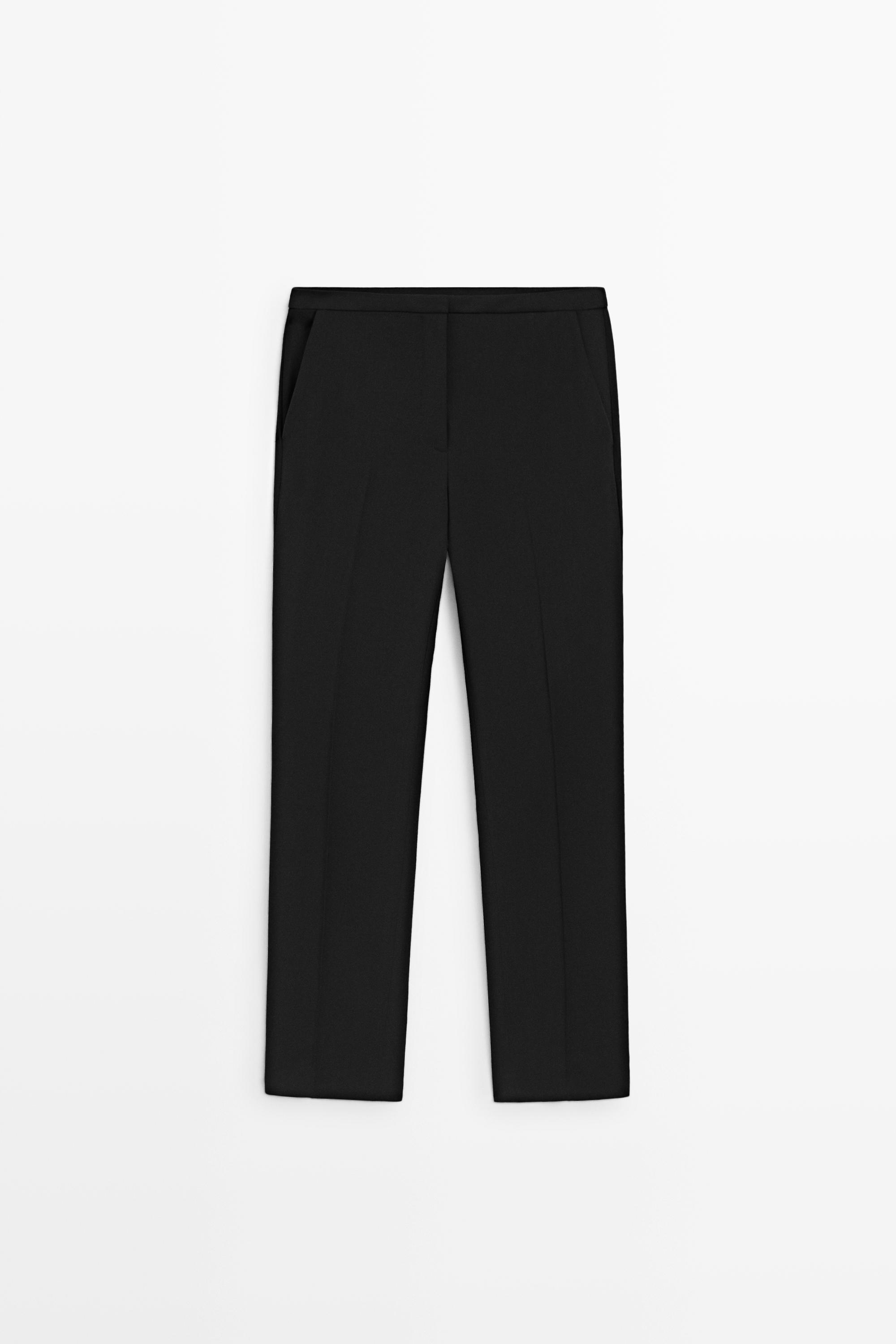 Wool blend waistband trousers