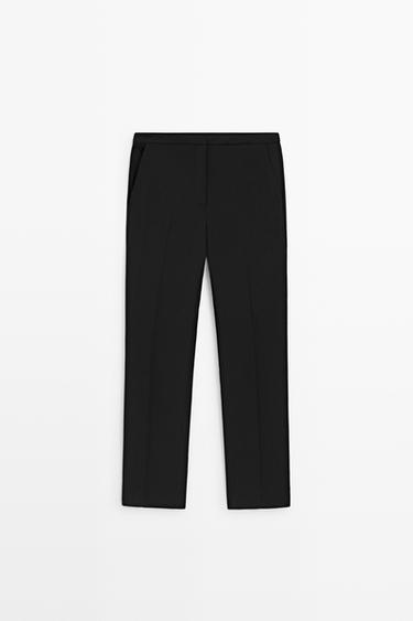 Slim-fit wool blend pants — BLACK 2