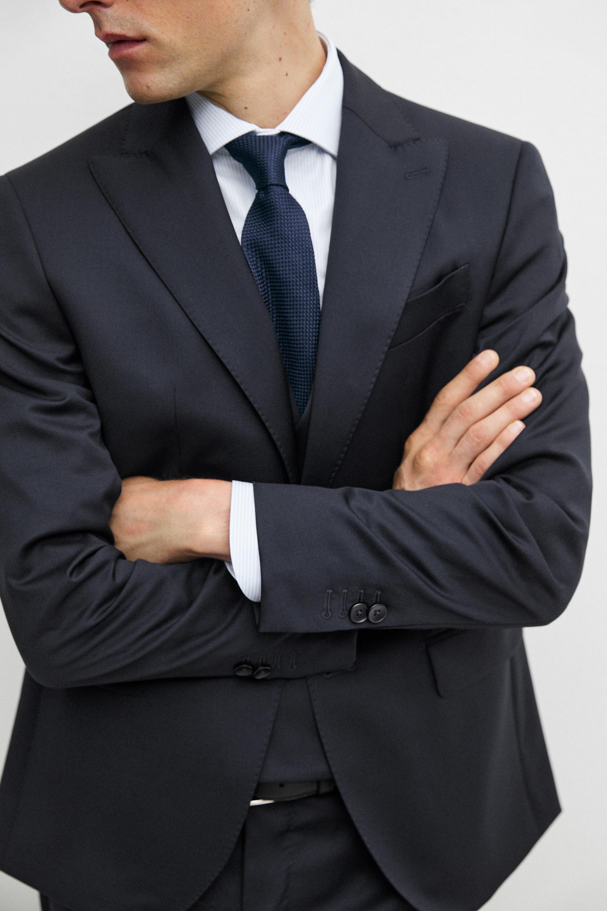 100% cool wool suit blazer — NAVY BLUE