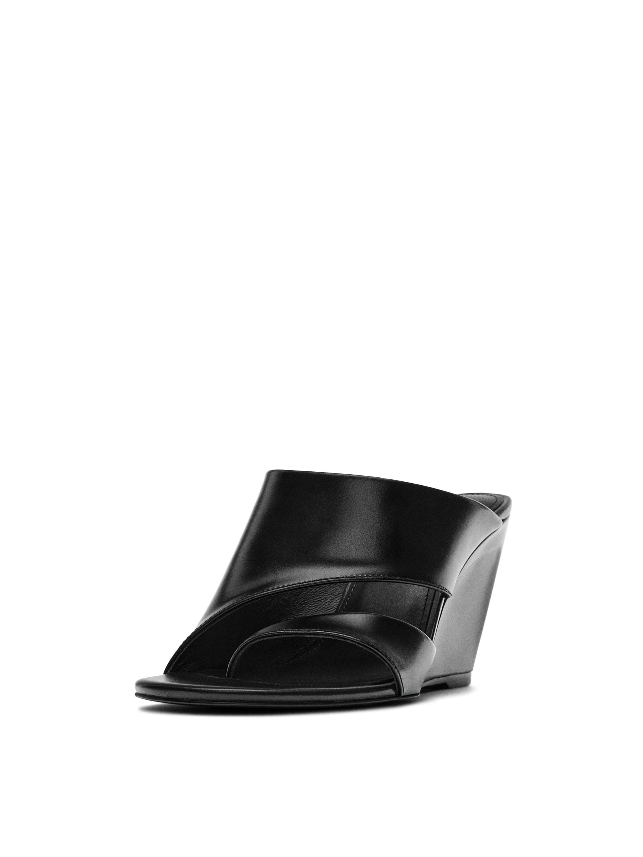 Leather wedge sandals — BLACK
