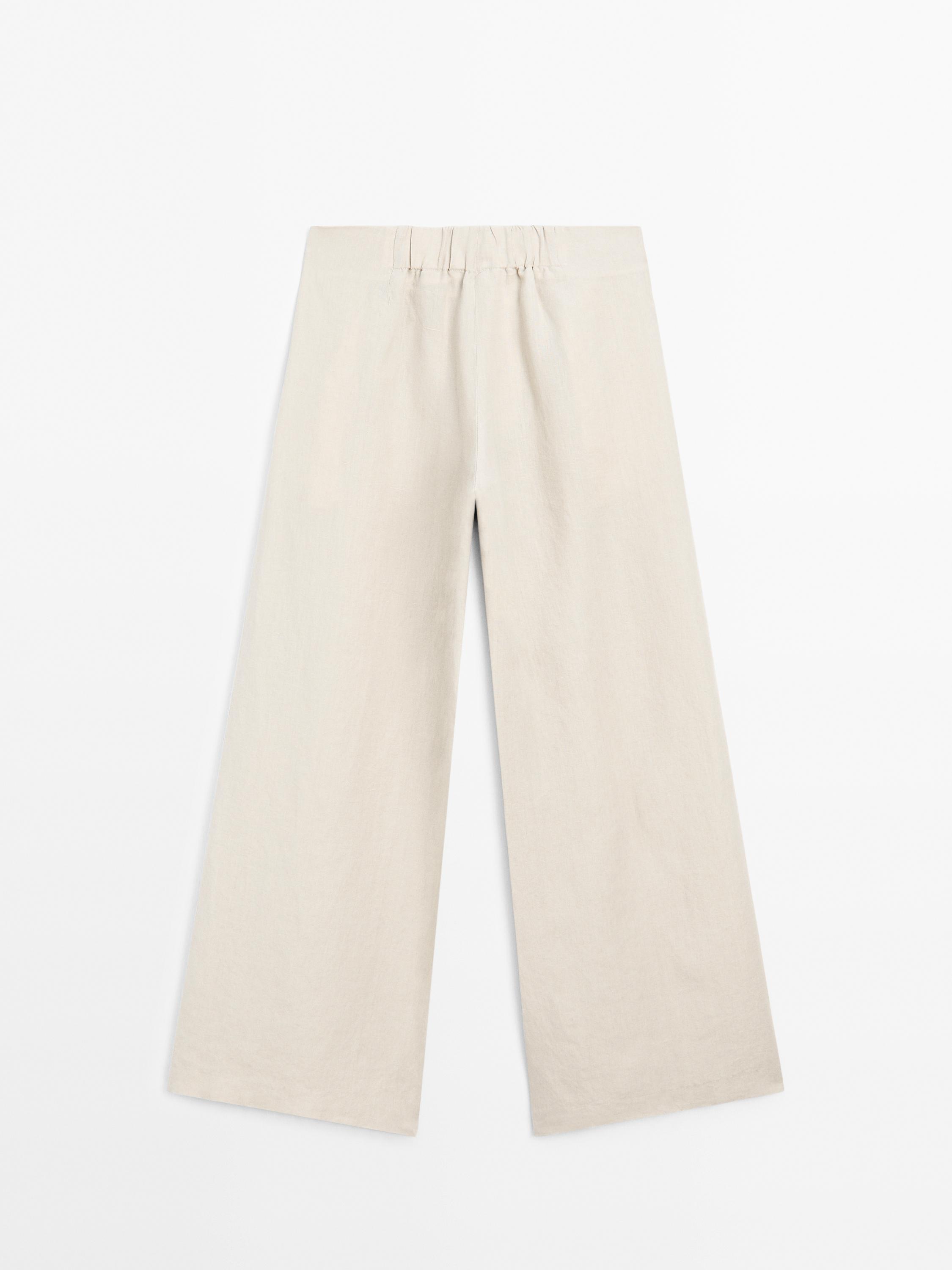 100% linen trousers with double darts