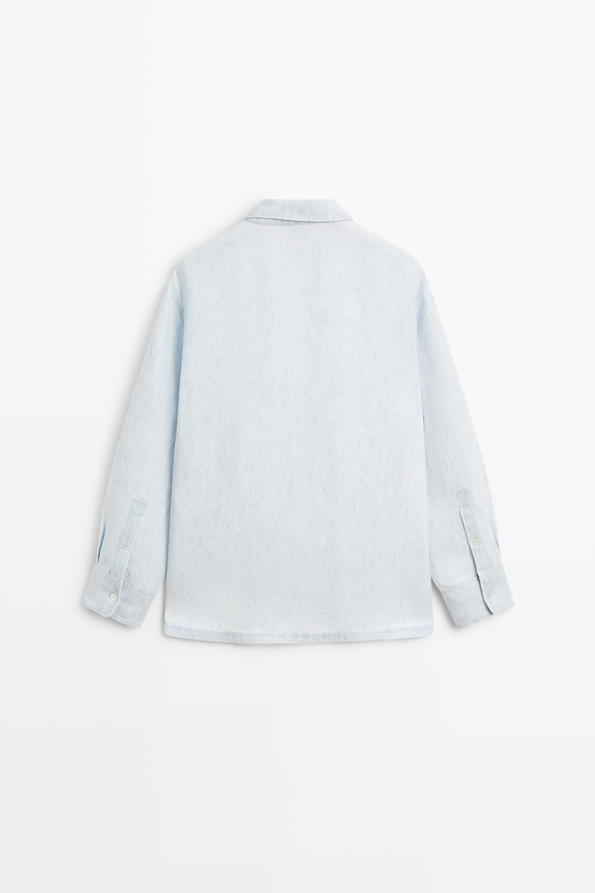 Denim effect pocket shirt - STUDIO — Light Blue