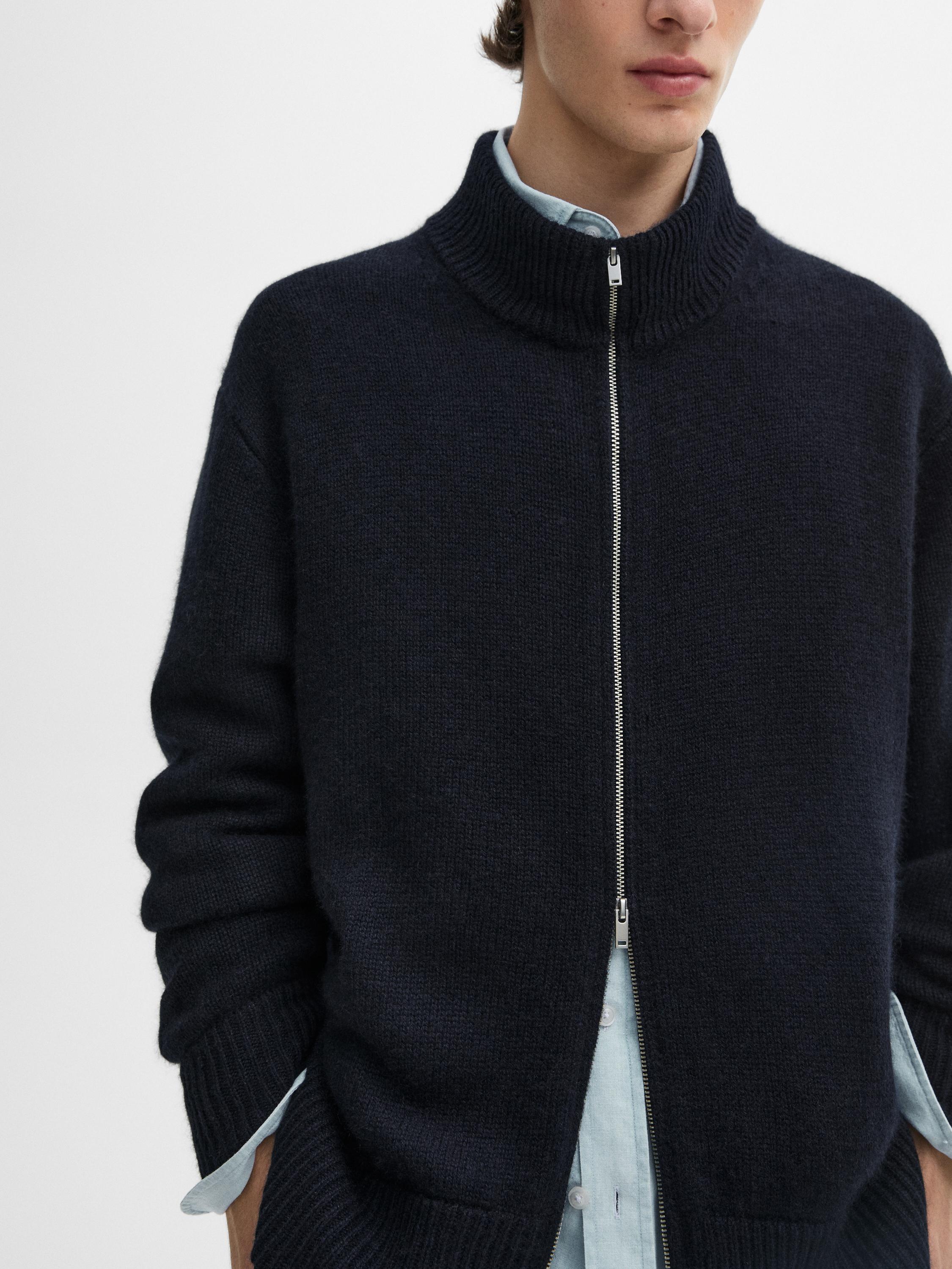 Zip-up cashmere bomber cardigan