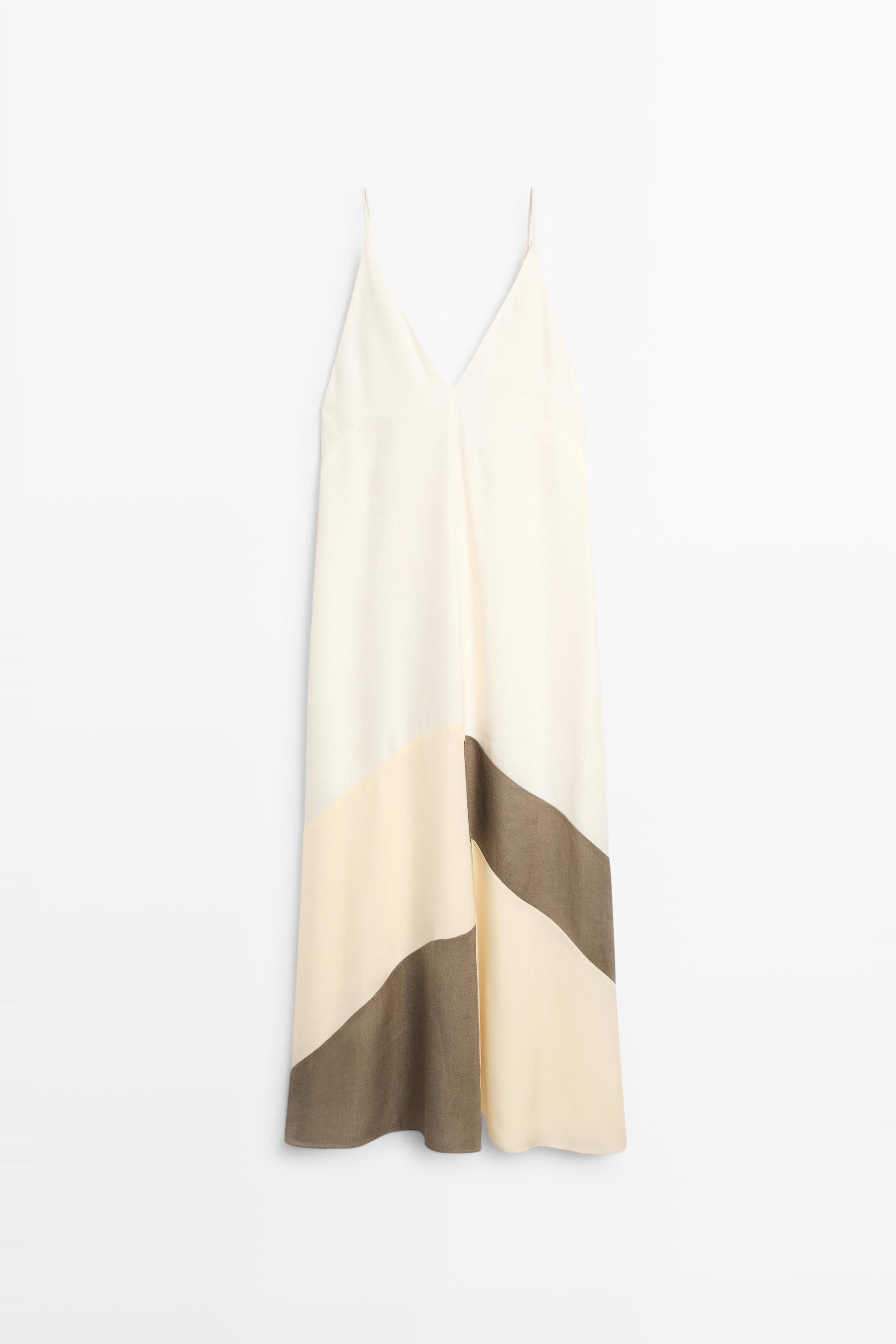 Contrast flowing midi dress — WHITE