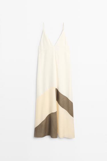 Contrast flowing midi dress — WHITE 2