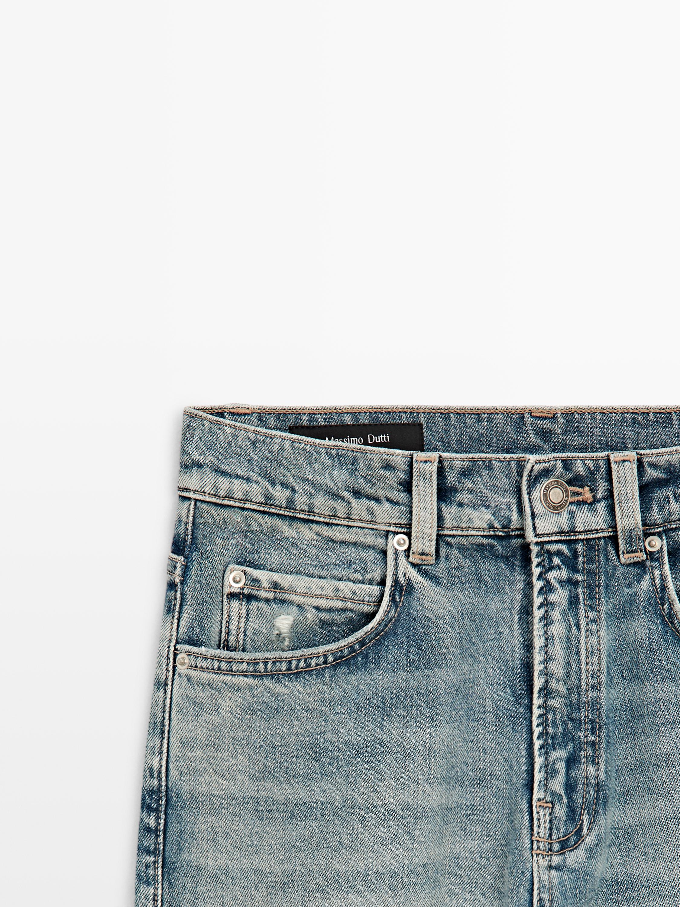 Mid-rise straight-leg jeans — Light Blue