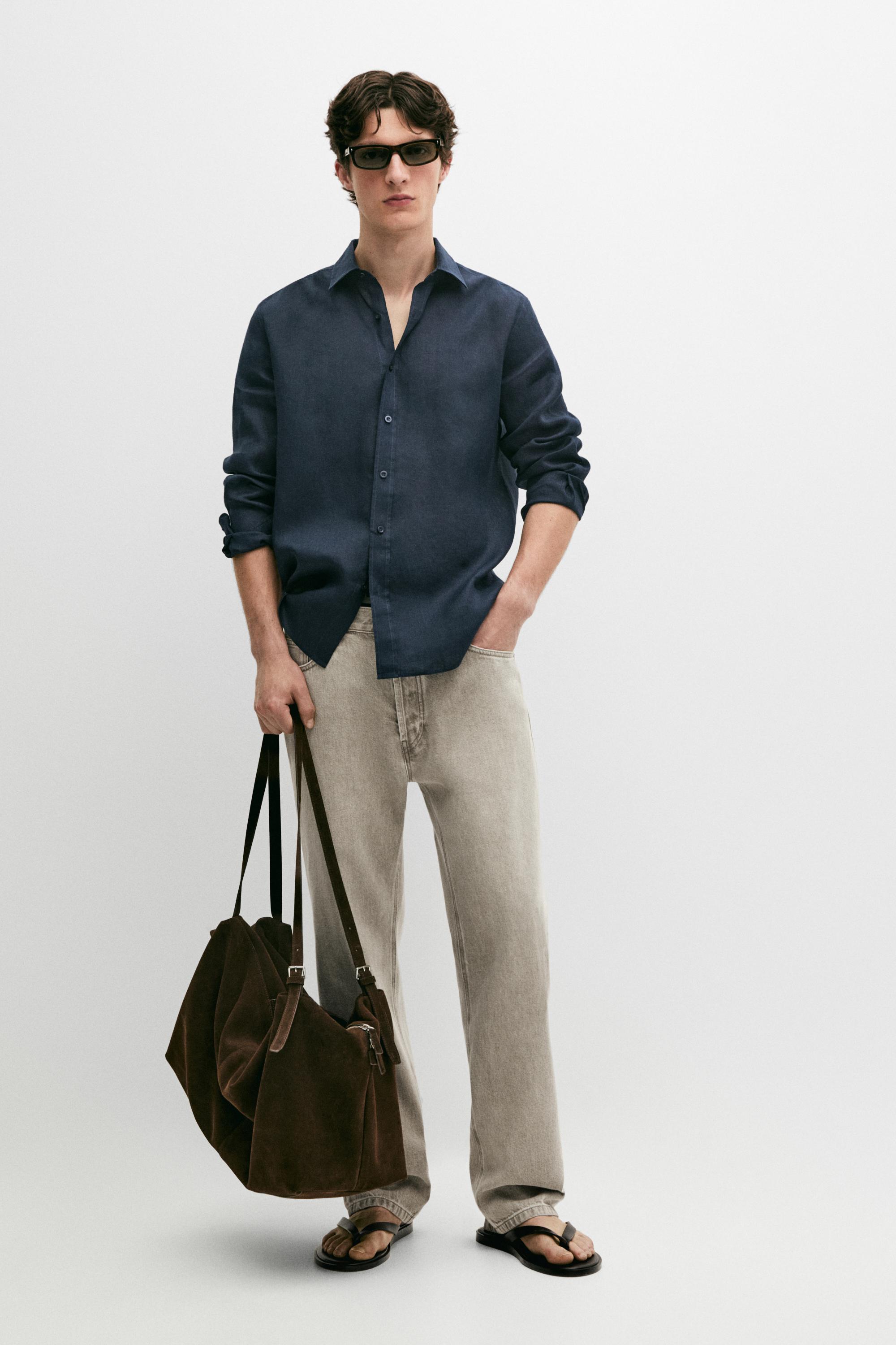 Slim fit 100% linen shirt