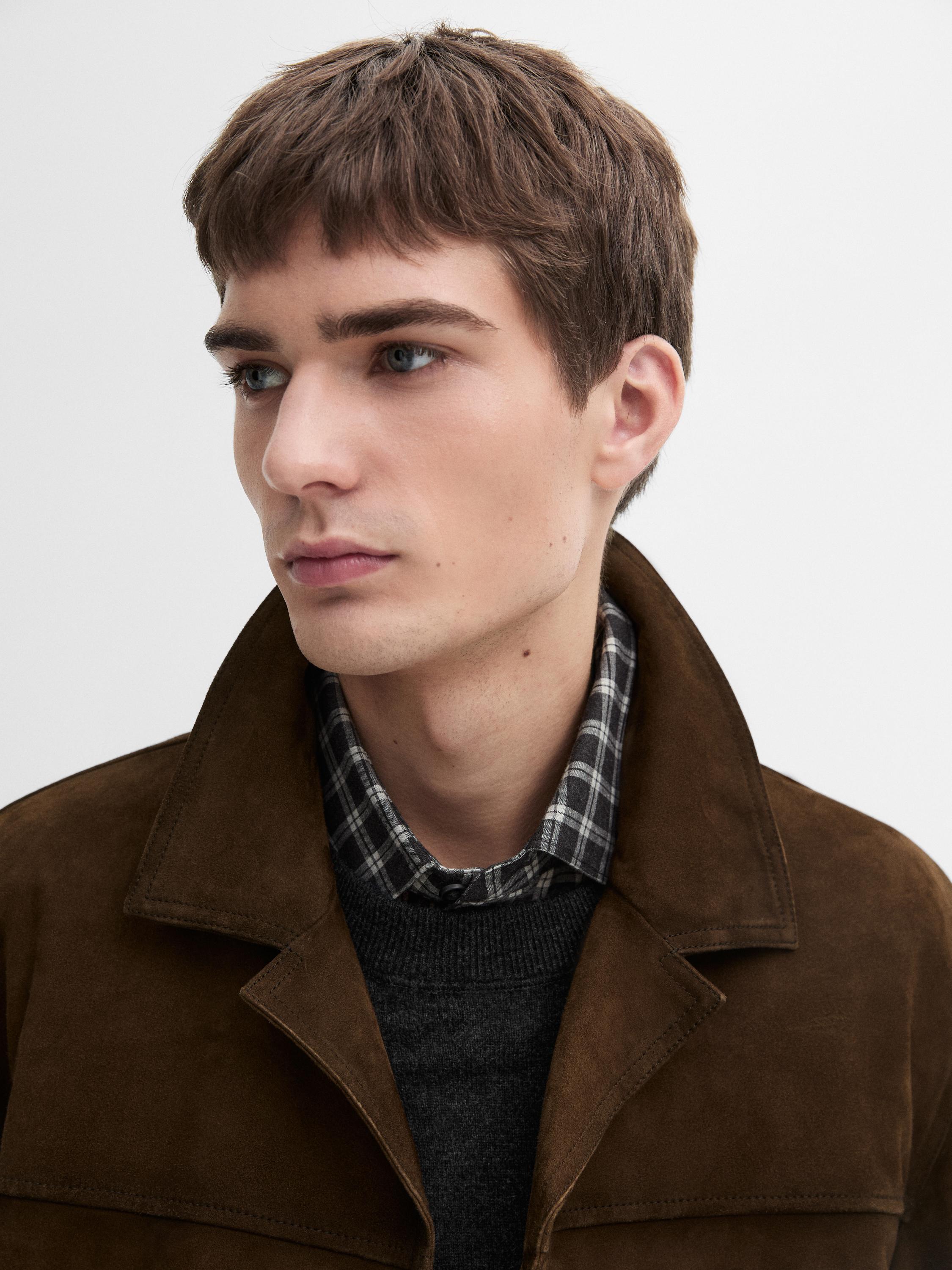 Short suede leather jacket