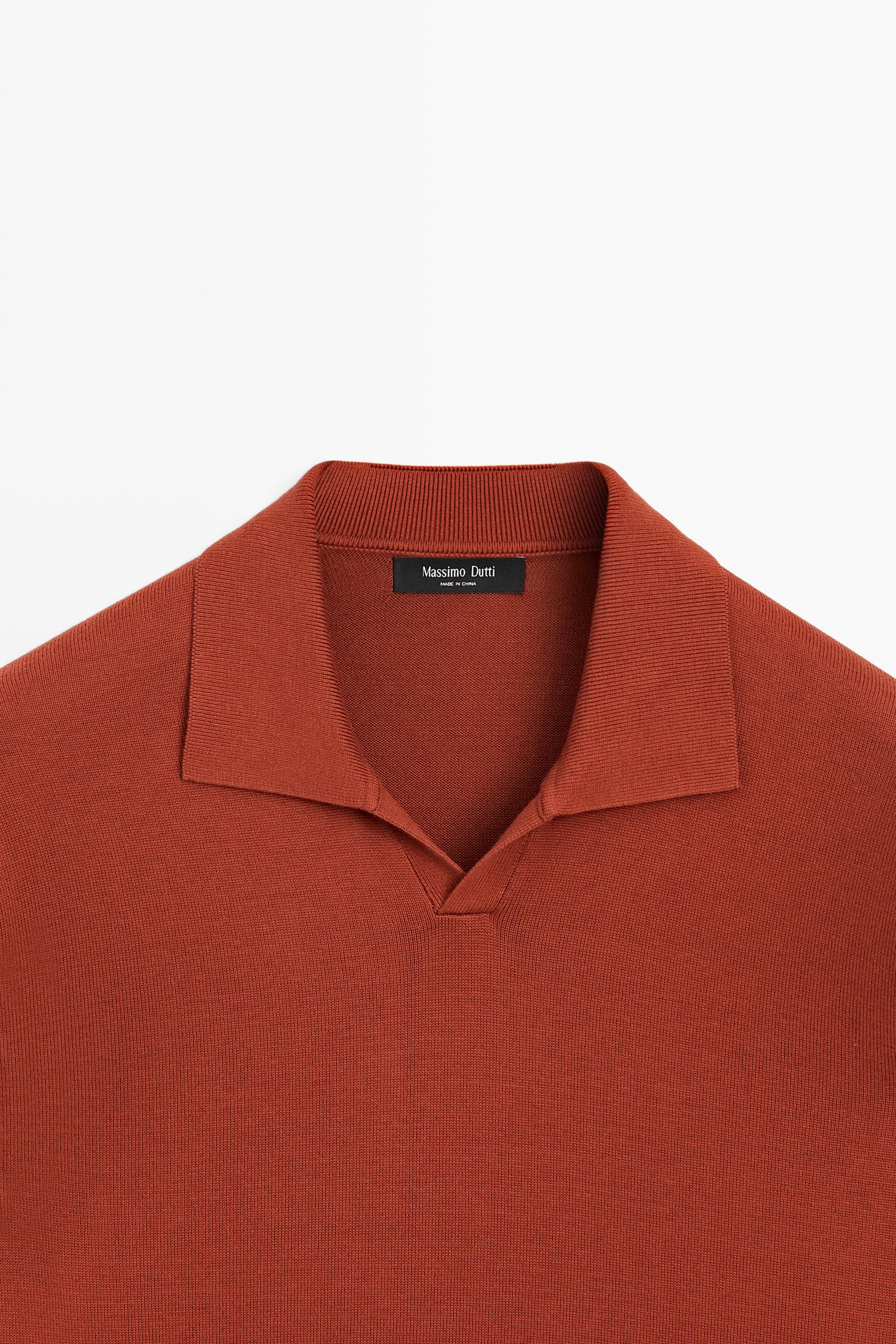 Polo collar knit sweater — TANGERINE
