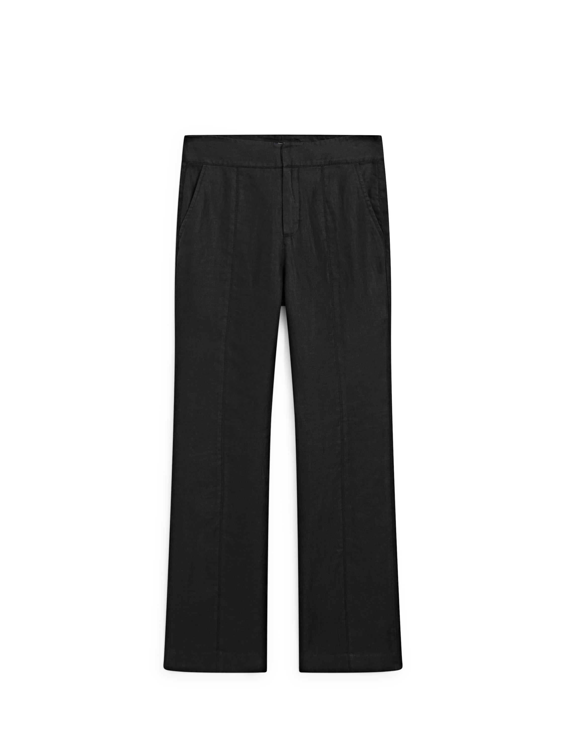 100% linen kick flare fit pants — BLACK