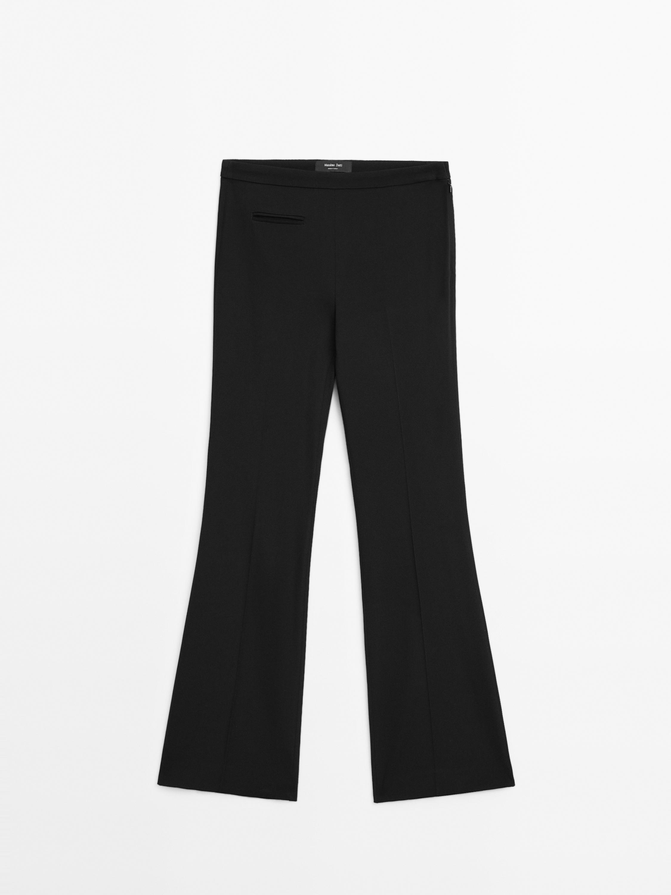 Flared trousers with pocket — BLACK