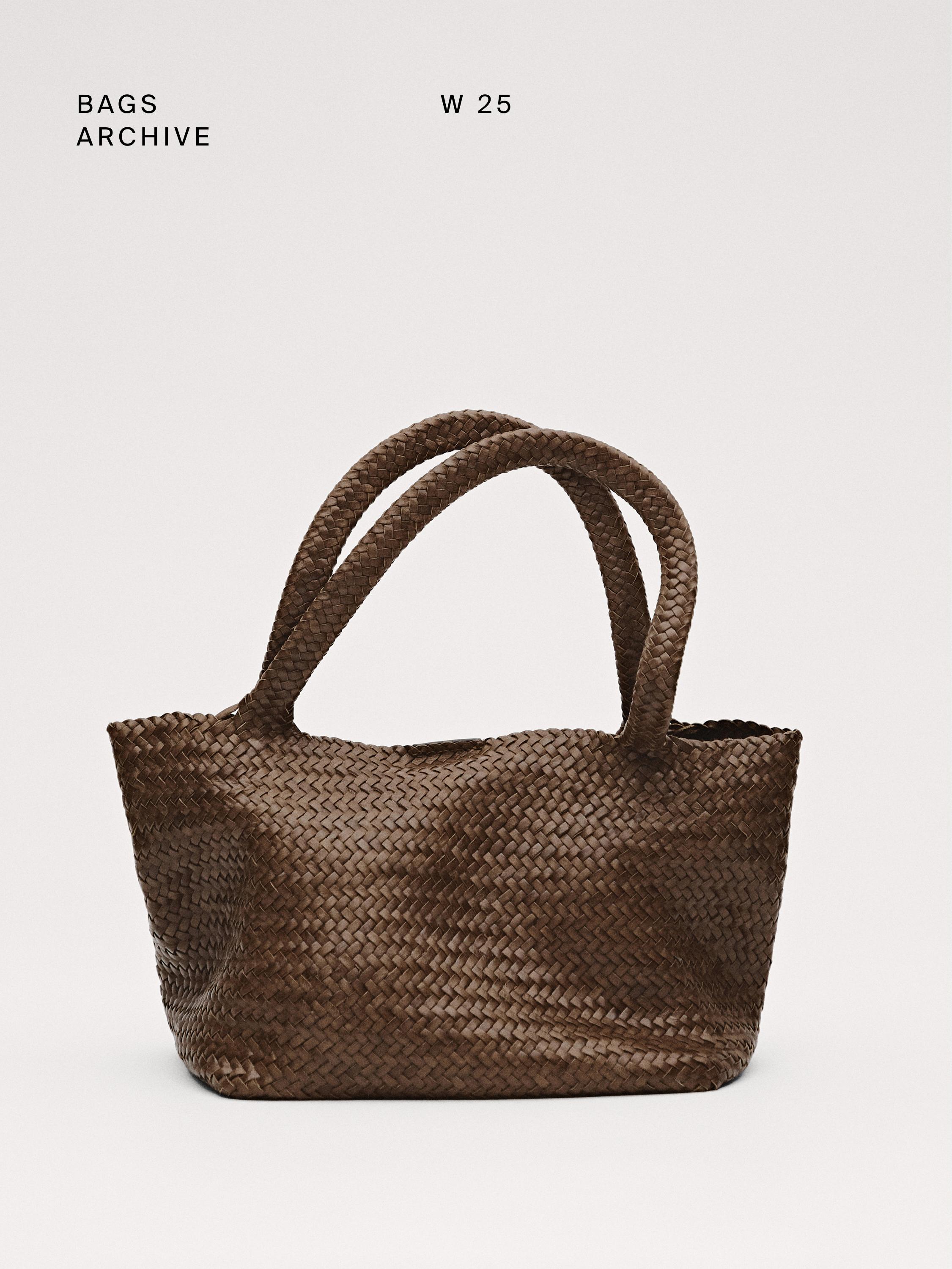 Braided nappa leather medium tote bag