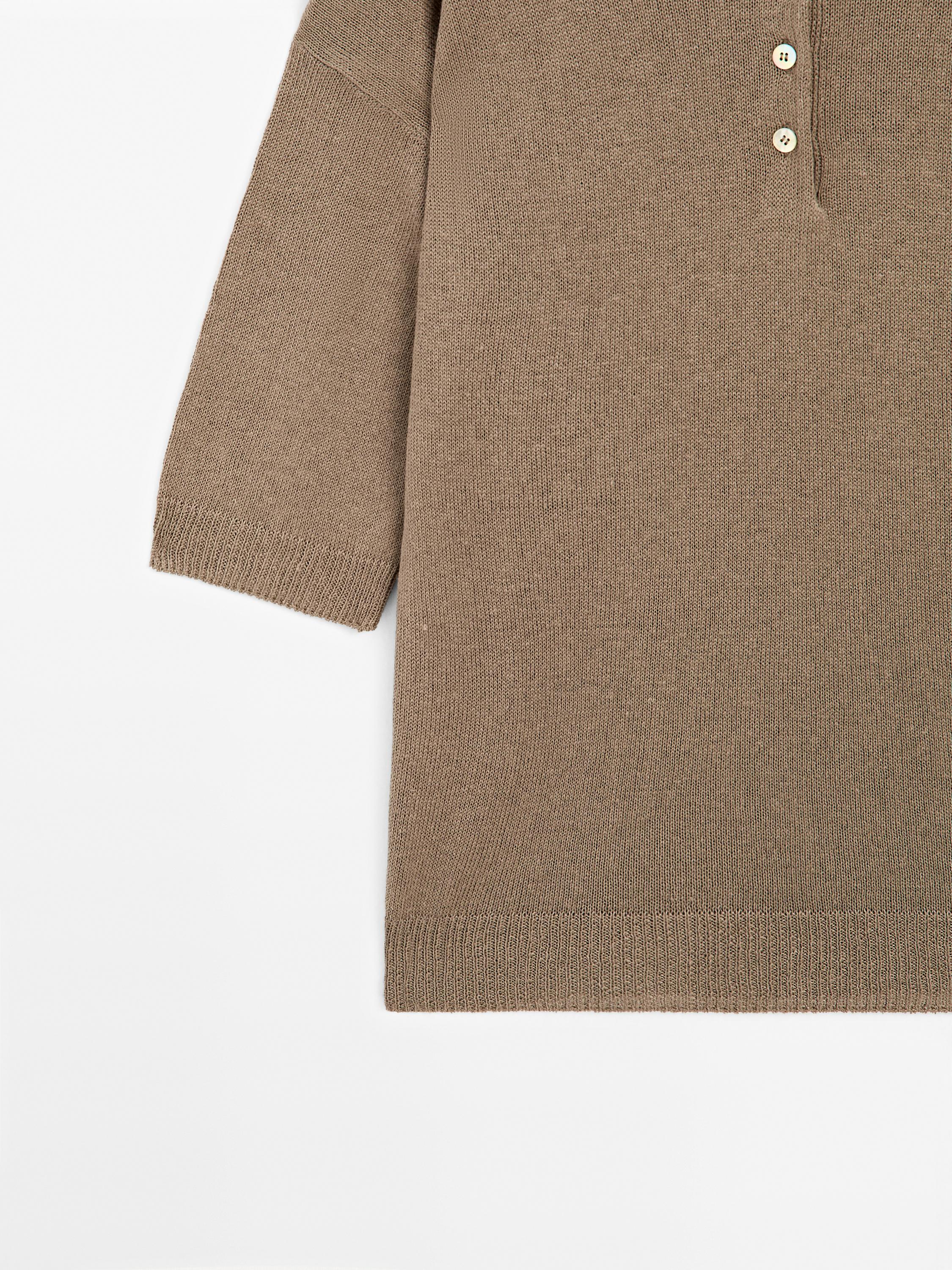 Oversize knit sweater with polo collar