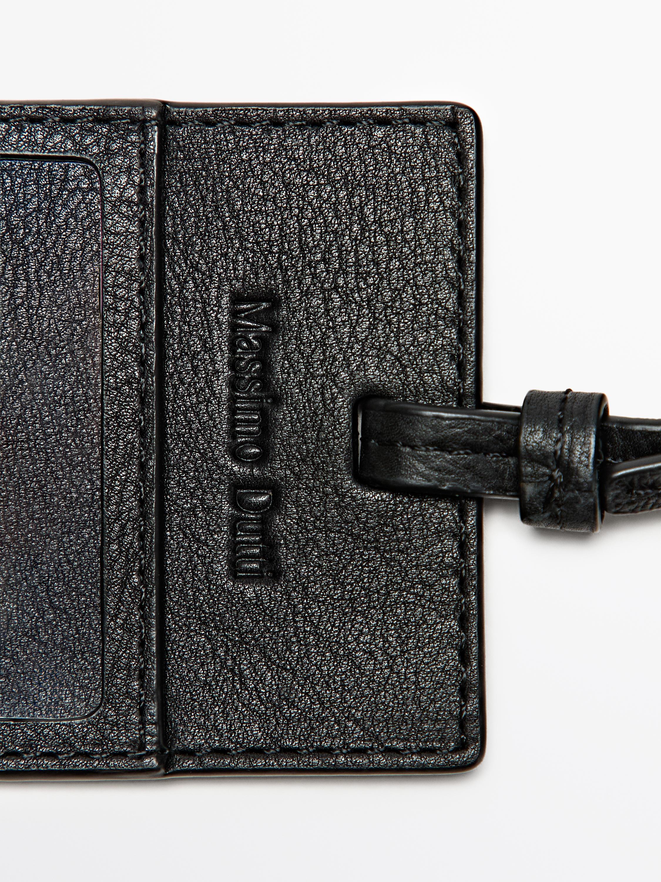 Nappa leather travel tag — BLACK