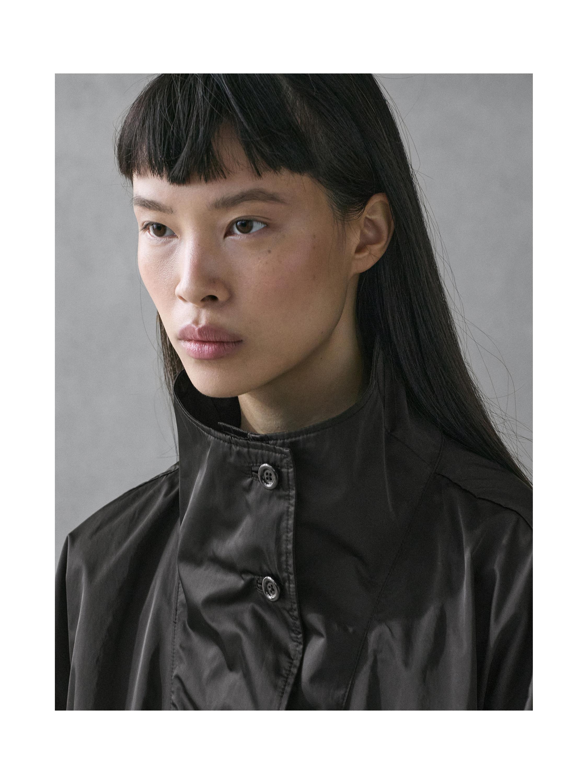 Long technical fabric parka — BLACK