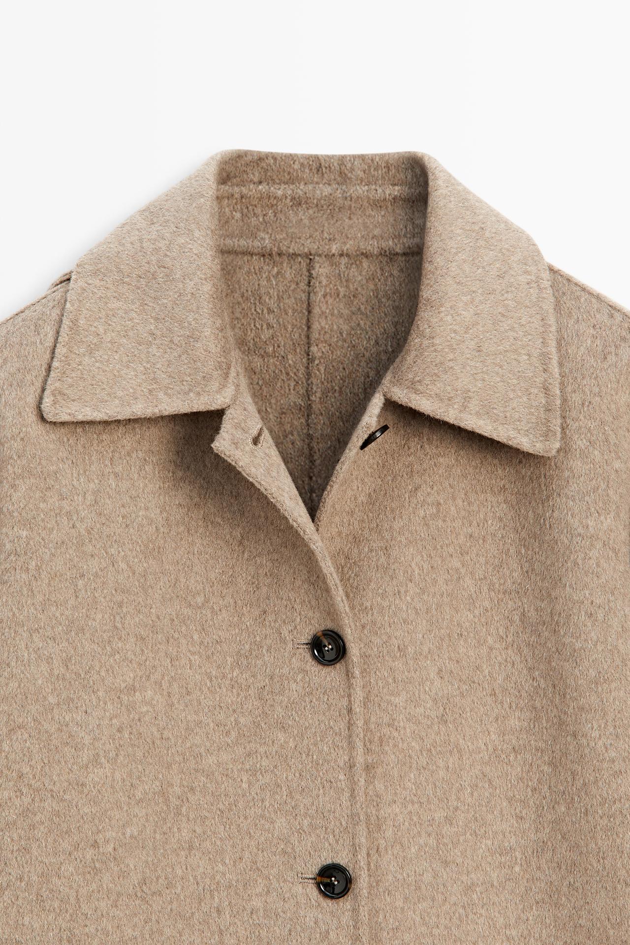 Melange coat with collar detail — TAUPE GREY