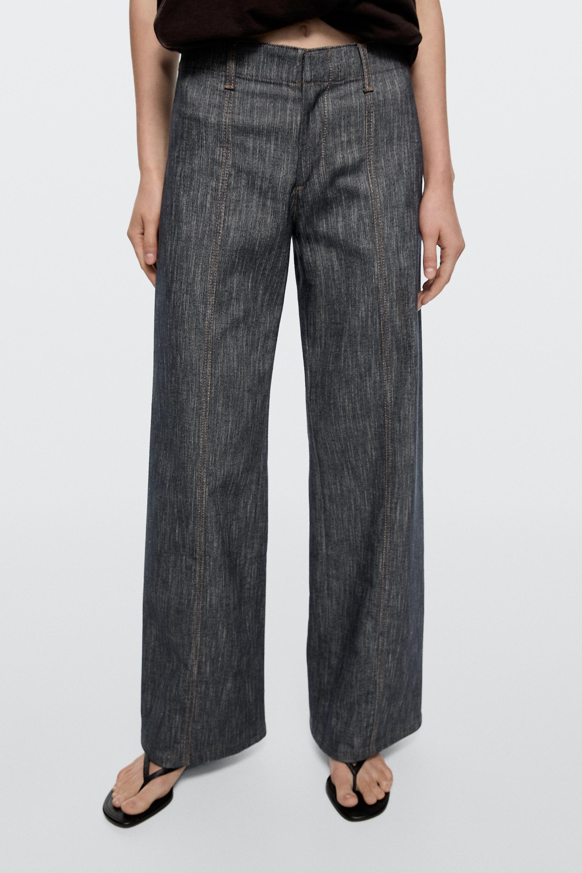Massimo Dutti Geniş paça denim görünümlü pantolon