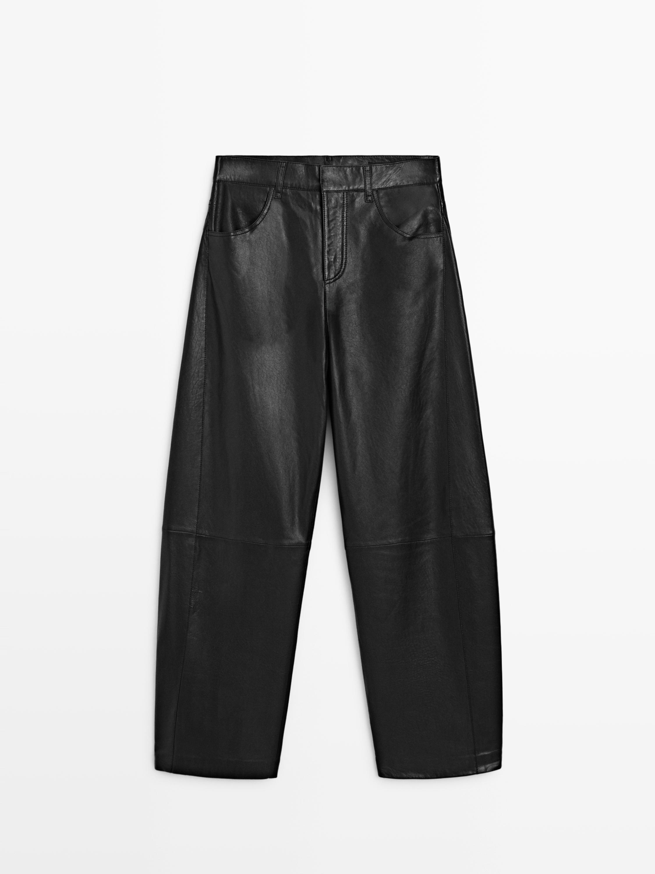 Balloon fit nappa leather trousers — BLACK