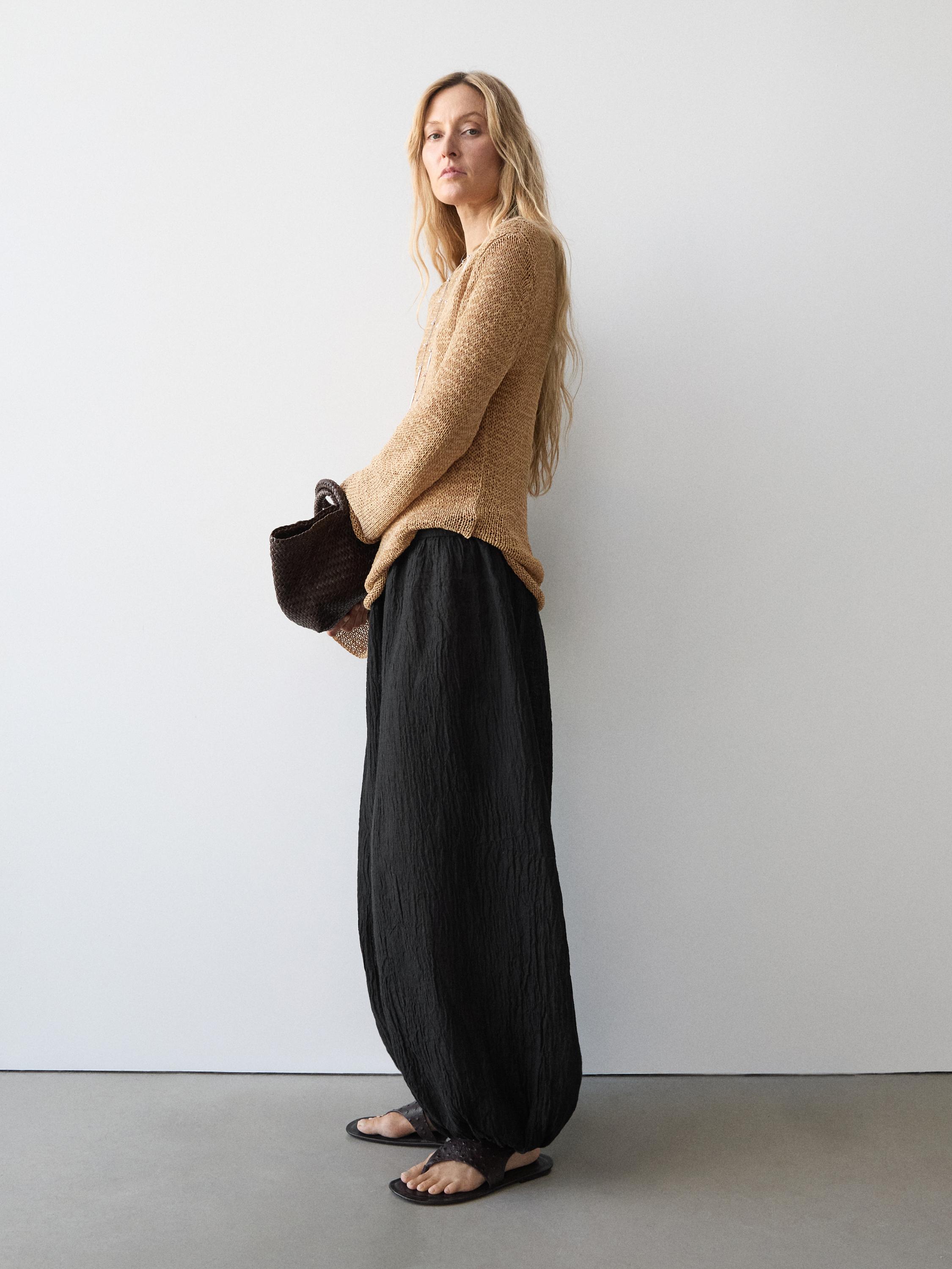 Linen sarouel trousers — BLACK