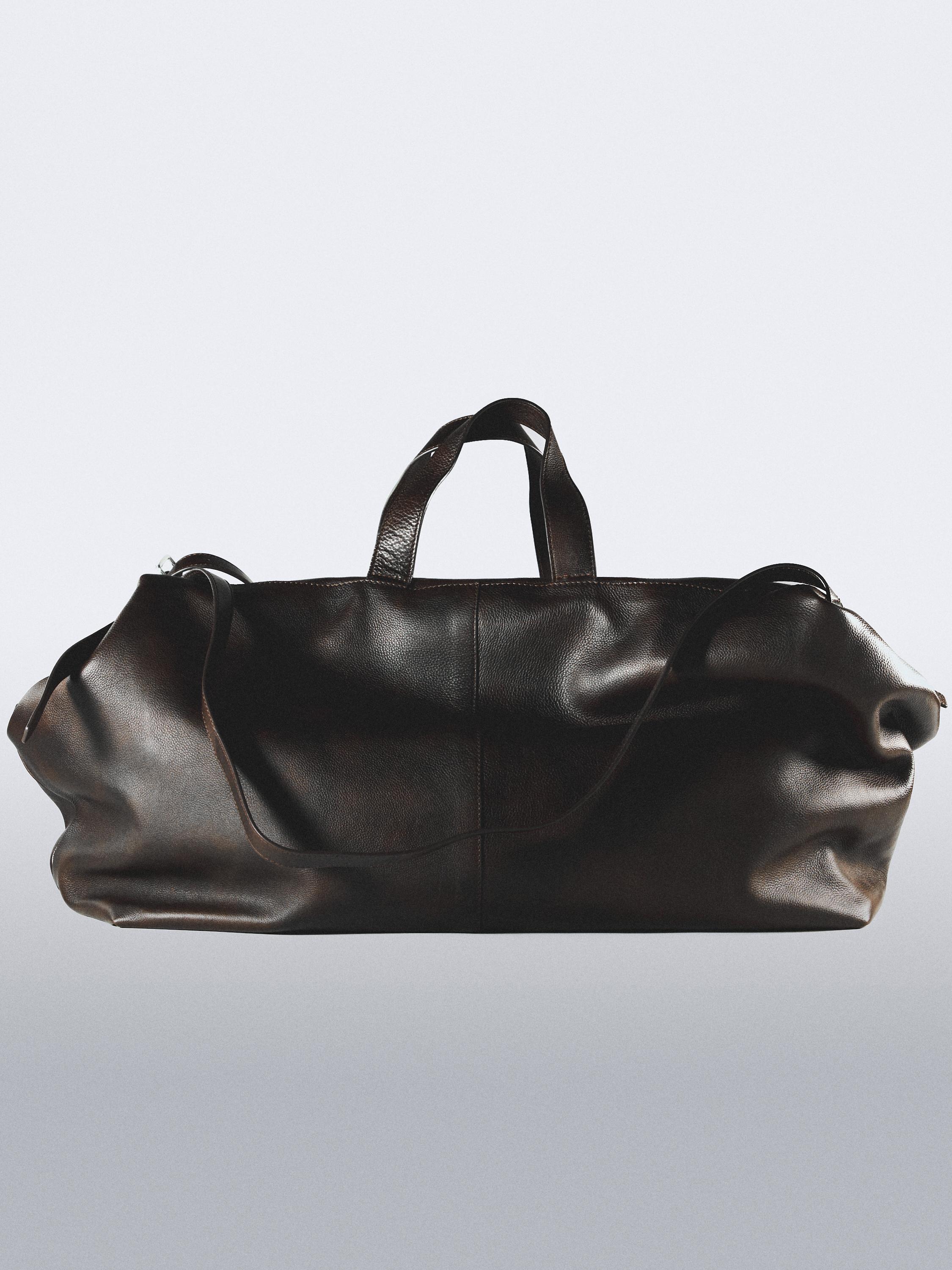 Nappa leather maxi duffle bag — BROWN