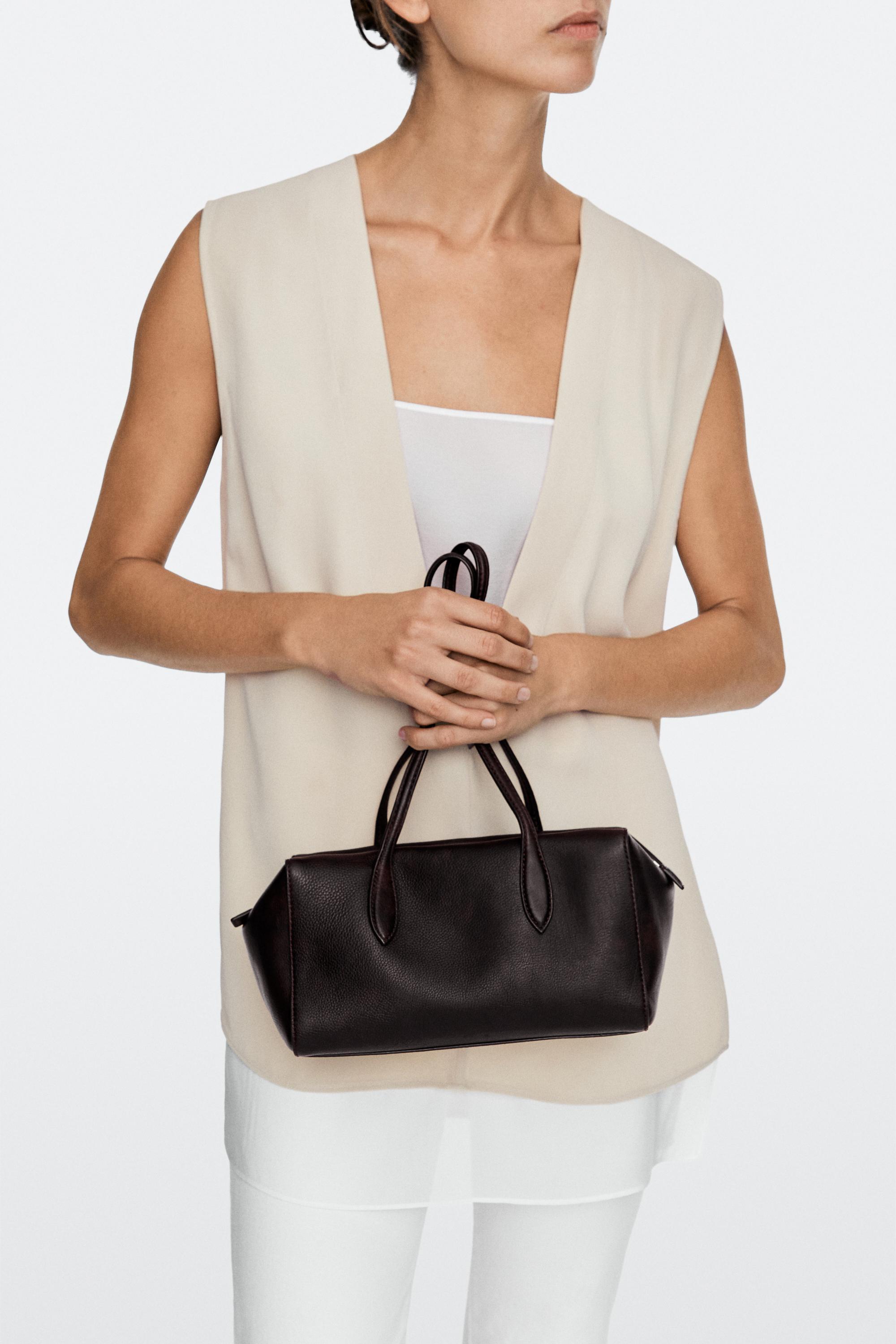 Nappa leather mini satchel — BROWN