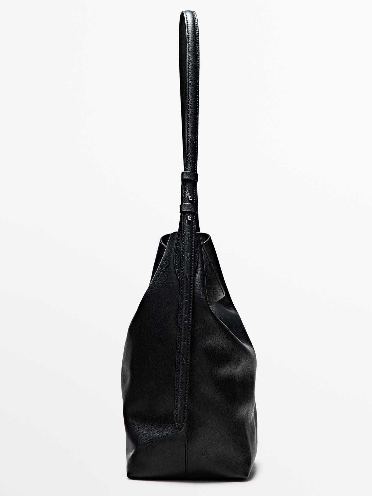 Medium nappa leather bucket bag — BLACK
