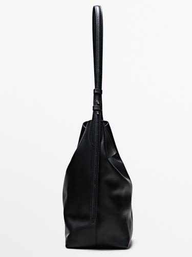Medium nappa leather bucket bag — BLACK 4