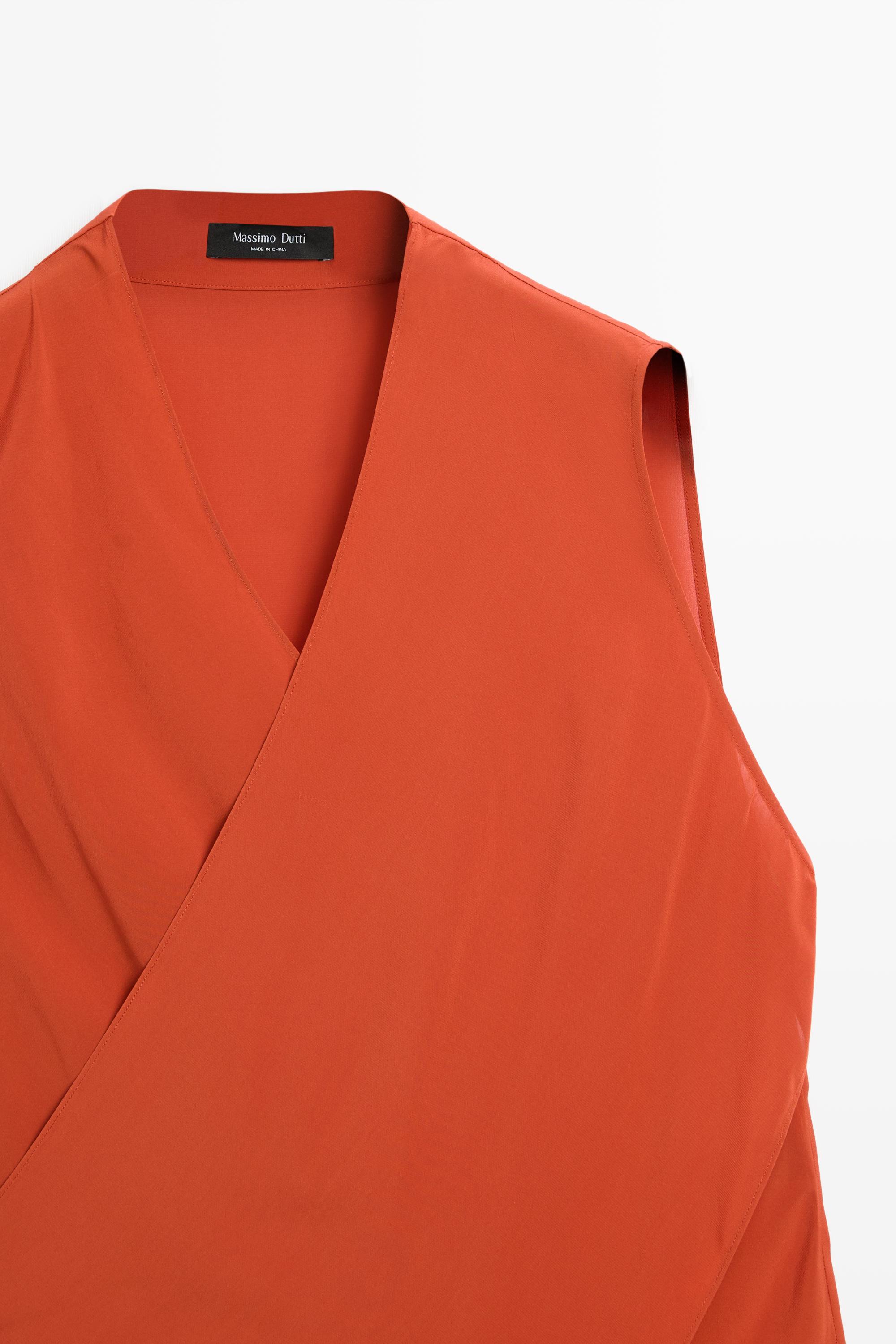 Flowing cross-over co-ord top — TERRA-COTTA